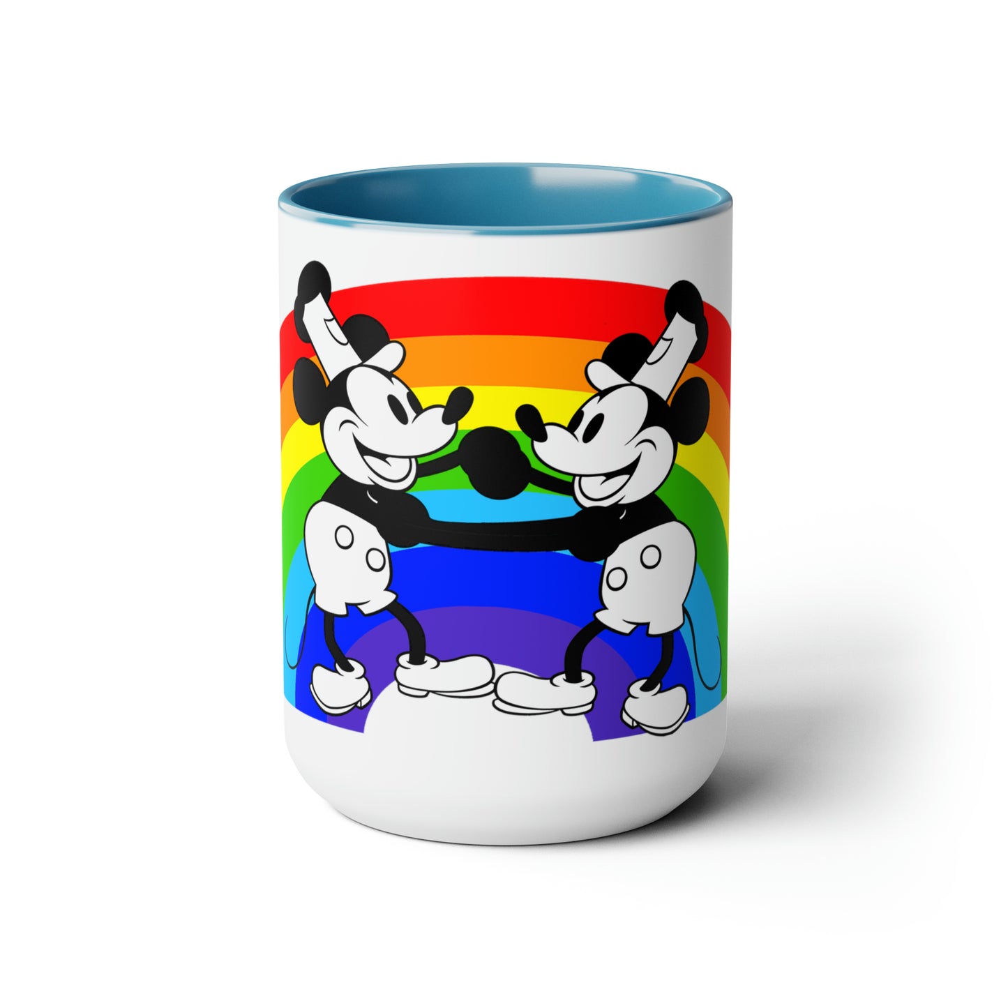 Steamboat Willie and his Buddy Dancing with Pride Two-Tone Coffee Mugs, 15oz