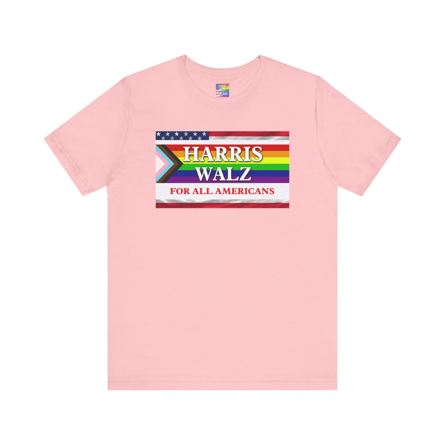 Pink Harris Walz 2024 Election T-Shirt for All Americans - LGBTQ+ Progress Pride Flag