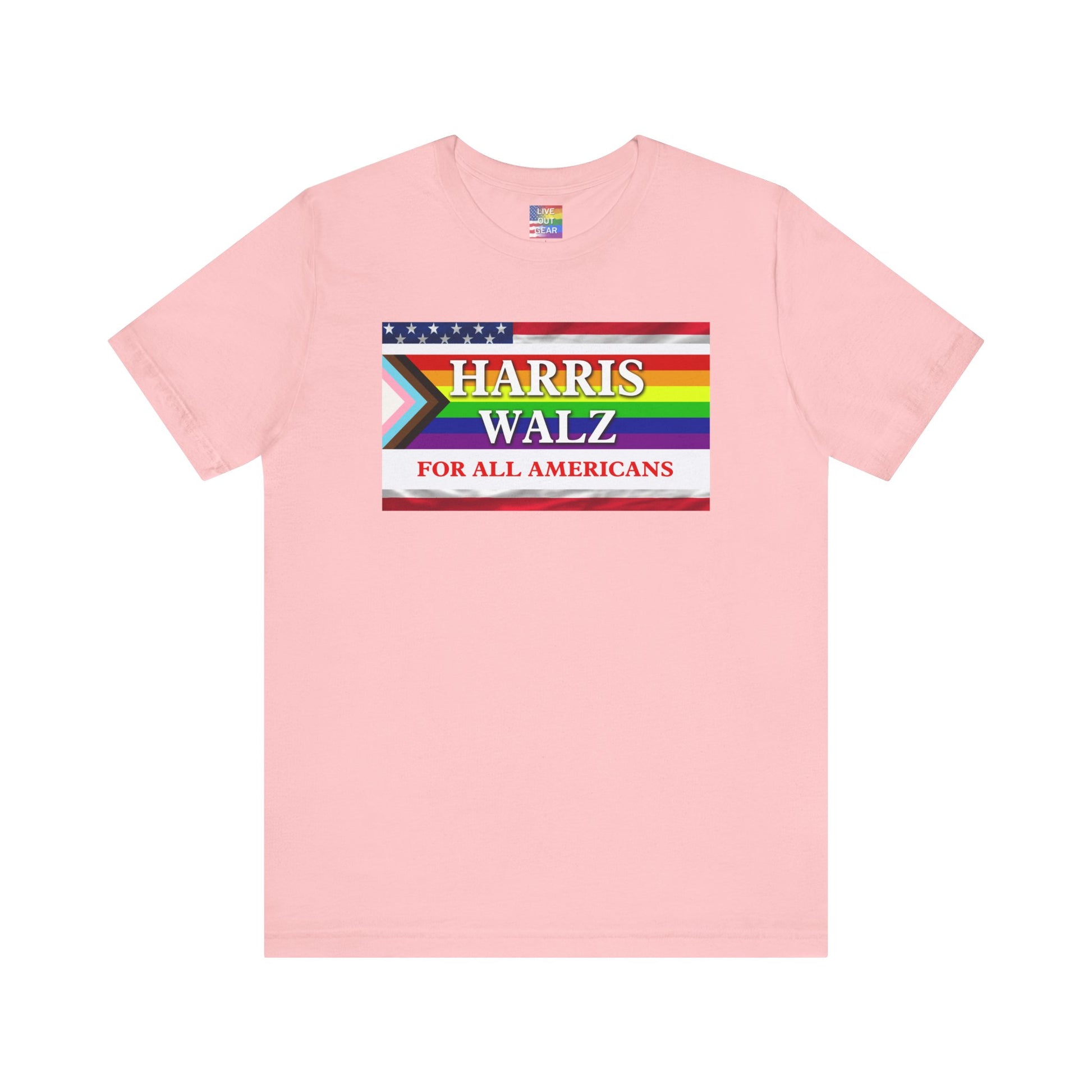 Pink Harris Walz 2024 Election T-Shirt for All Americans - LGBTQ+ Progress Pride Flag