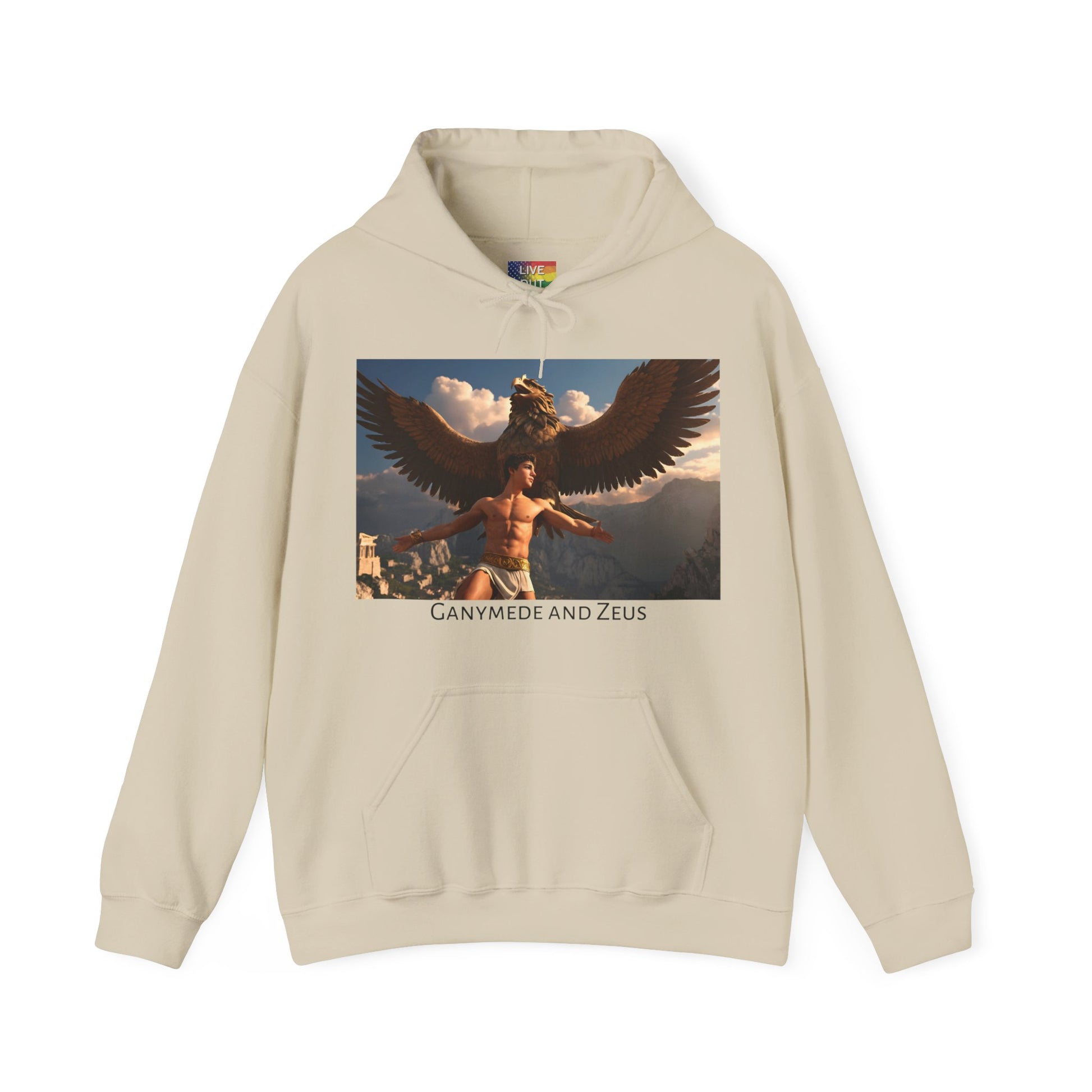 Sand Gay Ganymede and Zeus Hoodie Sweatshirt at Gay Pride