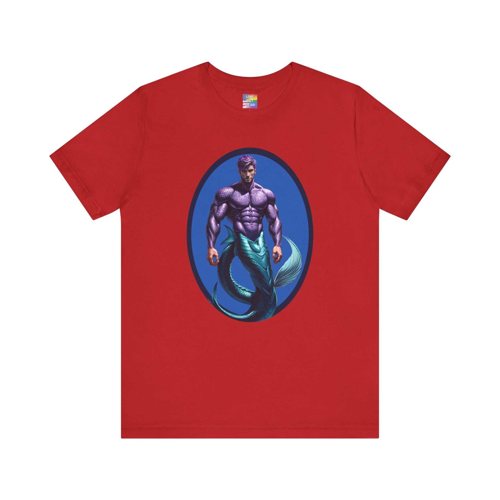 Red Purple Merman Short Sleeve Gay T-Shirt