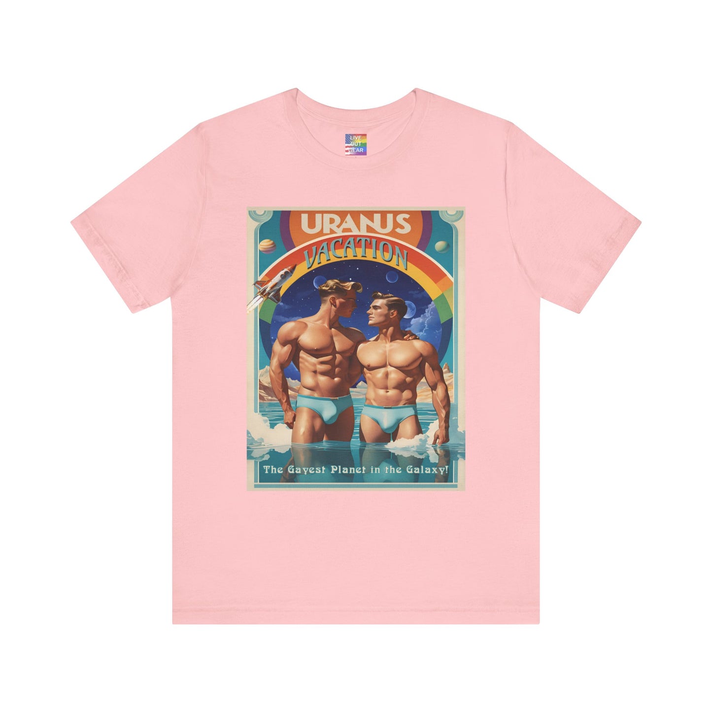 Pink Gay Uranus Vacation Art Nouveau Travel T-Shirt