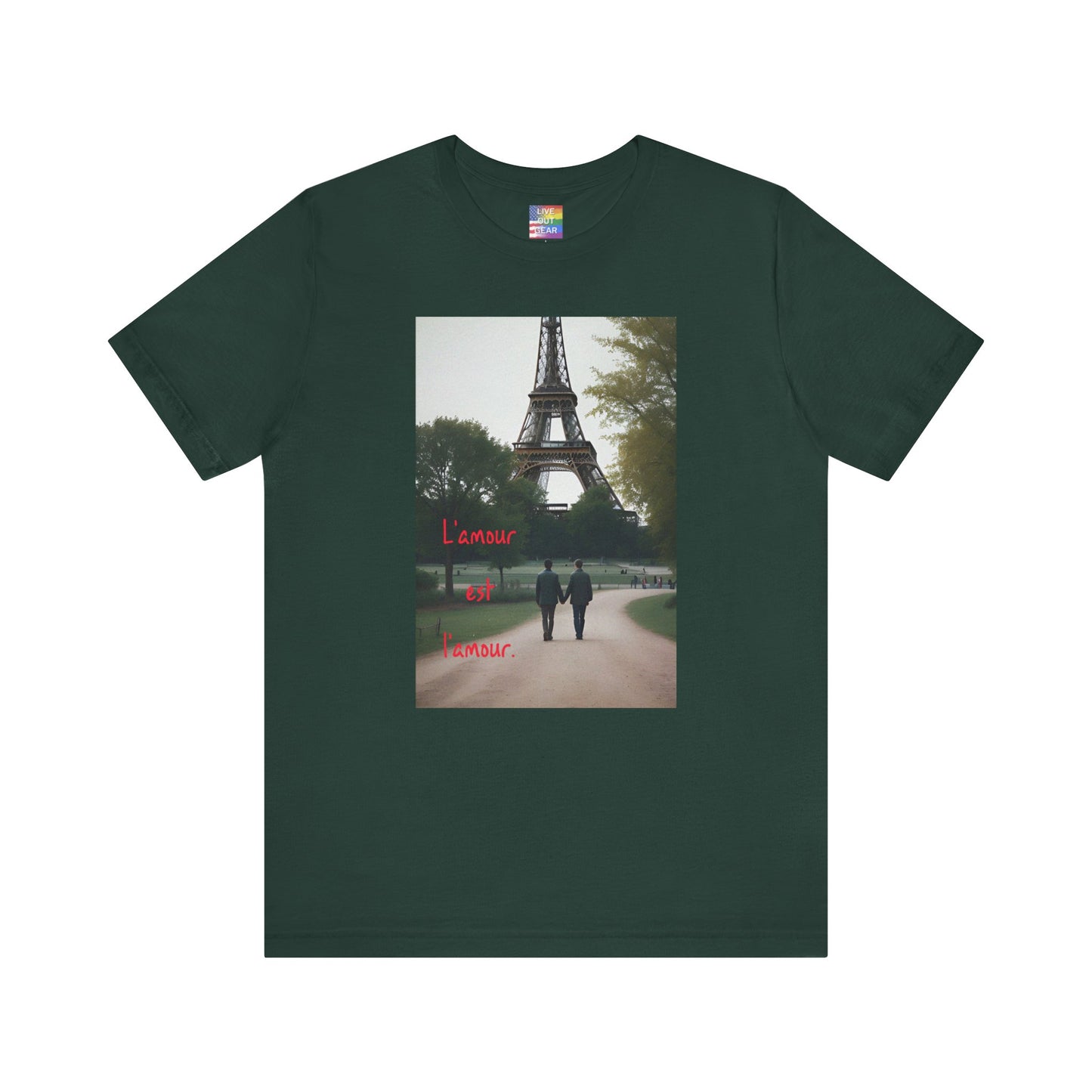 Forest Green Gay Romance Eiffel Tower T-Shirt