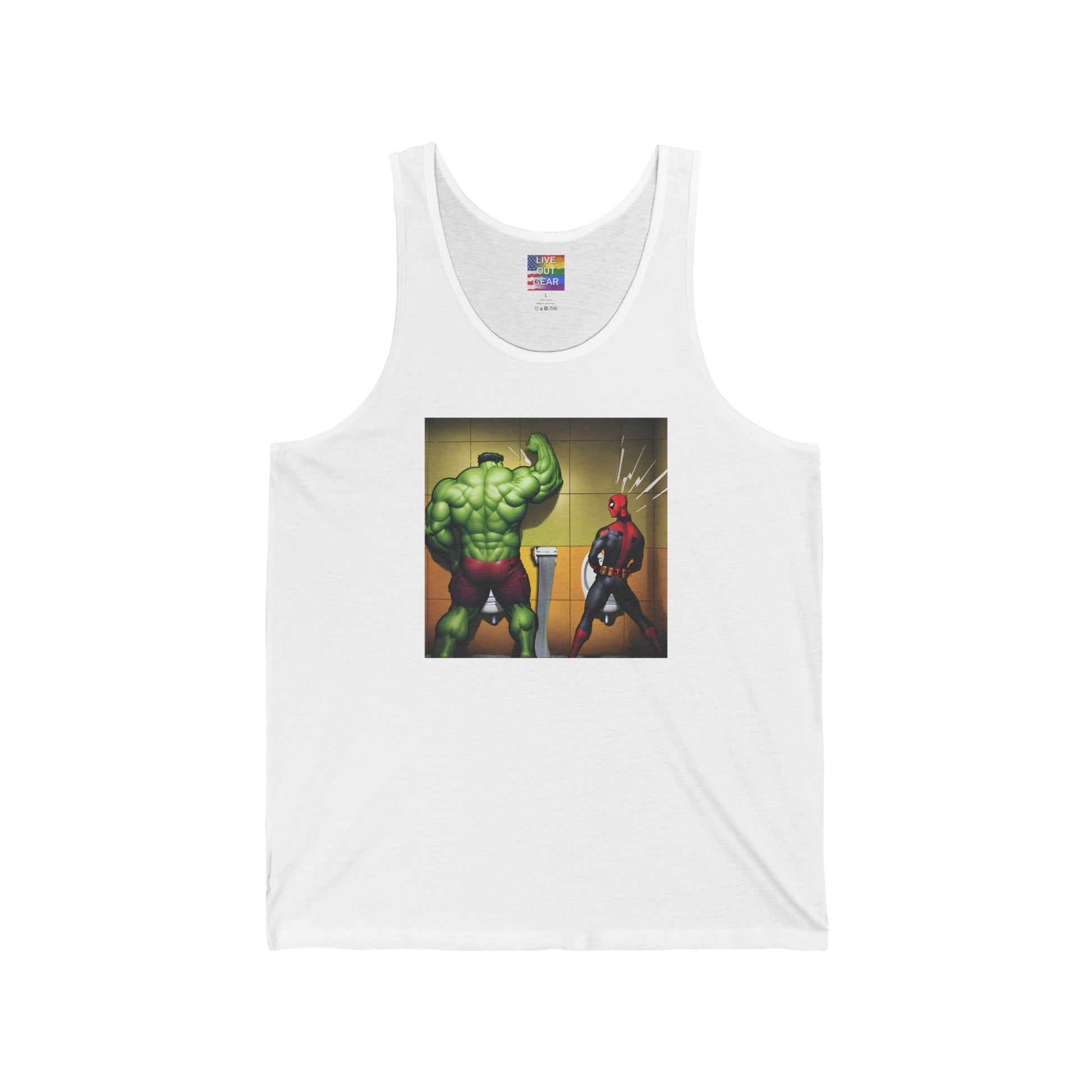 White Gay Superheroes Urinal Tank Top