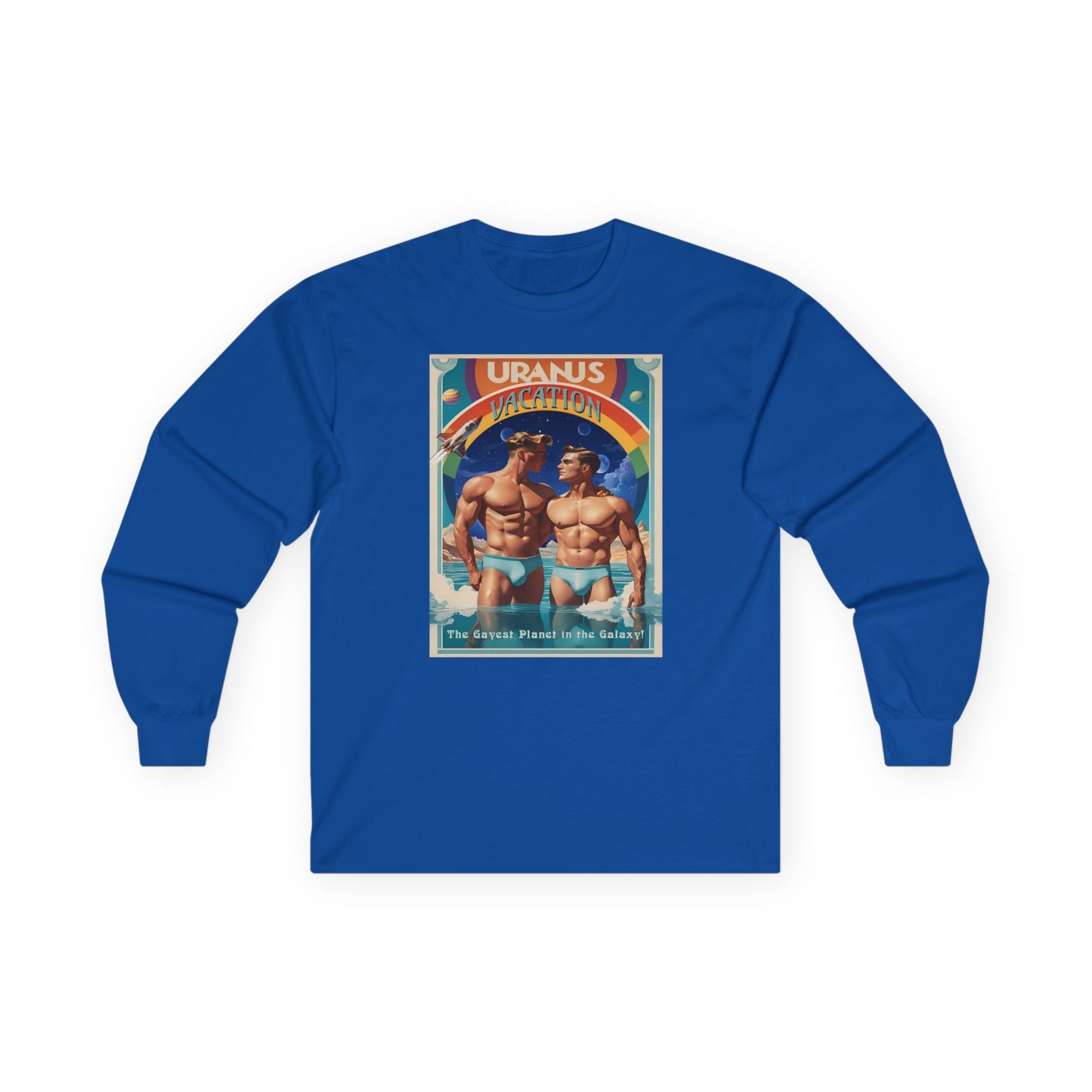Uranus Vacation Travel Poster Long Sleeve Tee | Gay Art Nouveau T-shirt