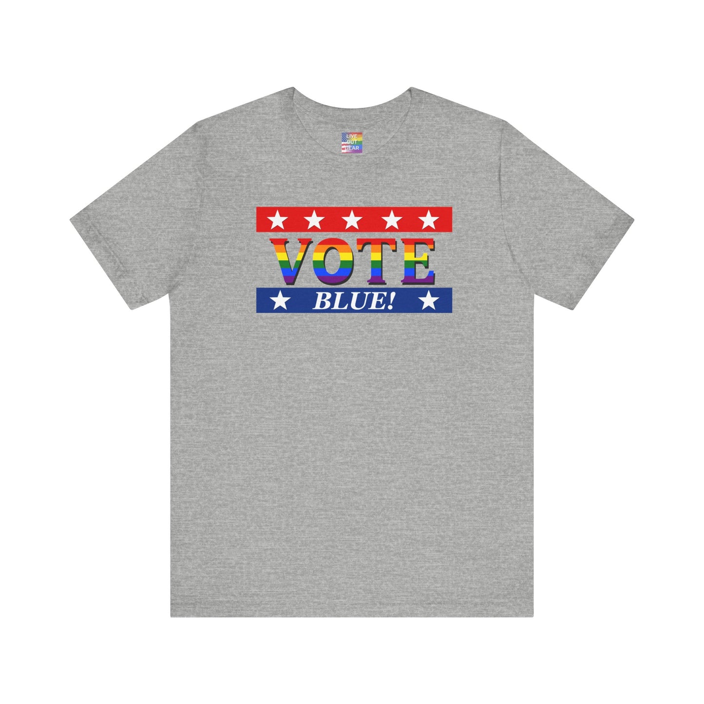 Rainbow VOTE Blue Unisex Short Sleeve T-Shirt