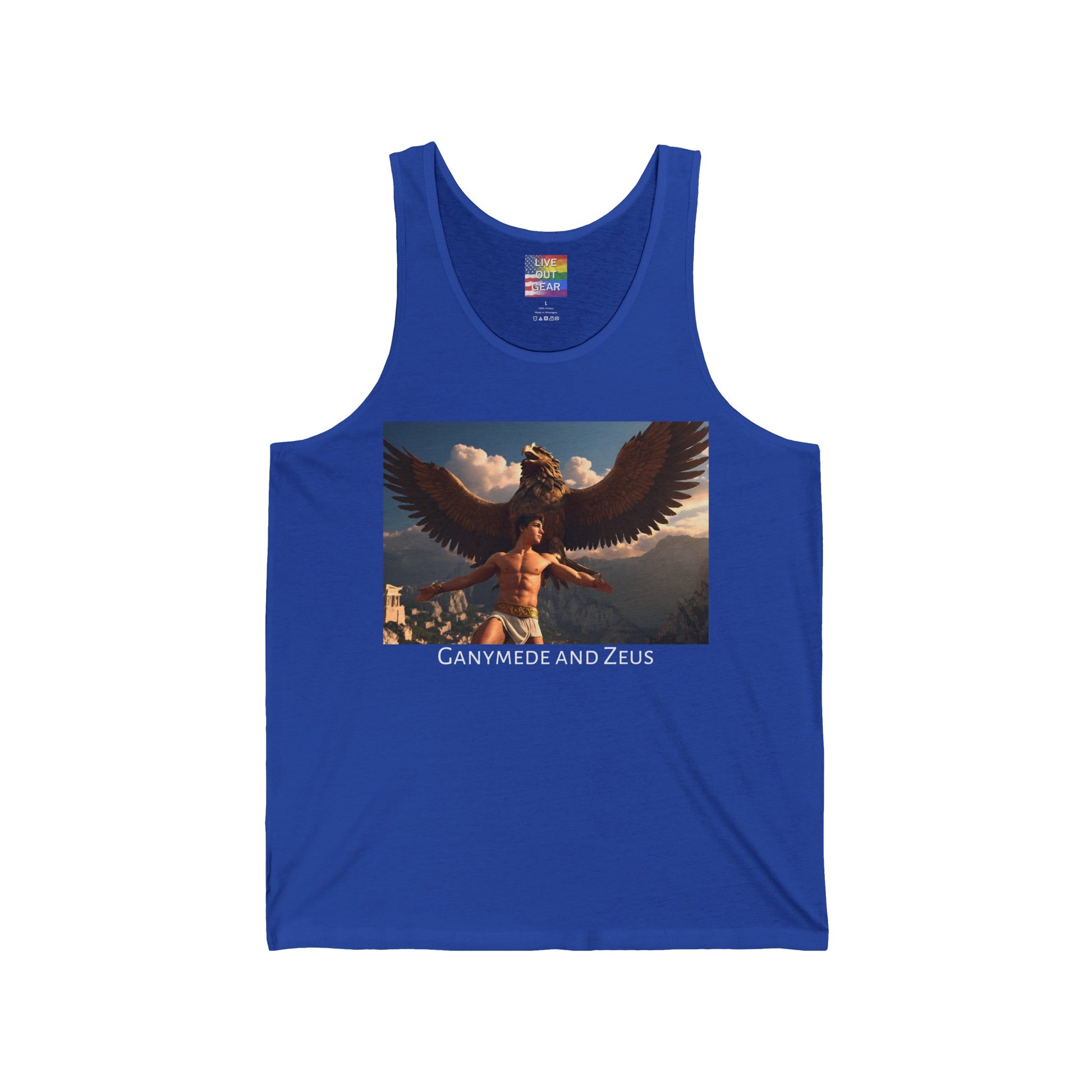 Royal Blue Ganymede and Zeus Gay Tank-Top