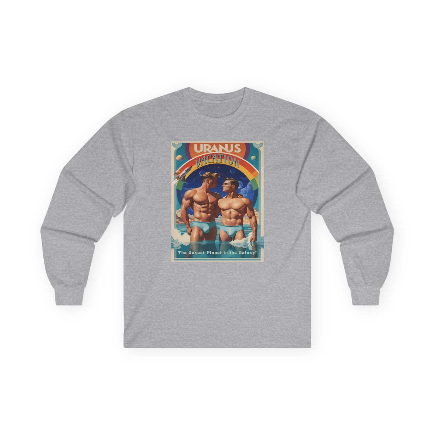 Uranus Vacation Travel Poster Long Sleeve Tee | Gay Art Nouveau T-shirt