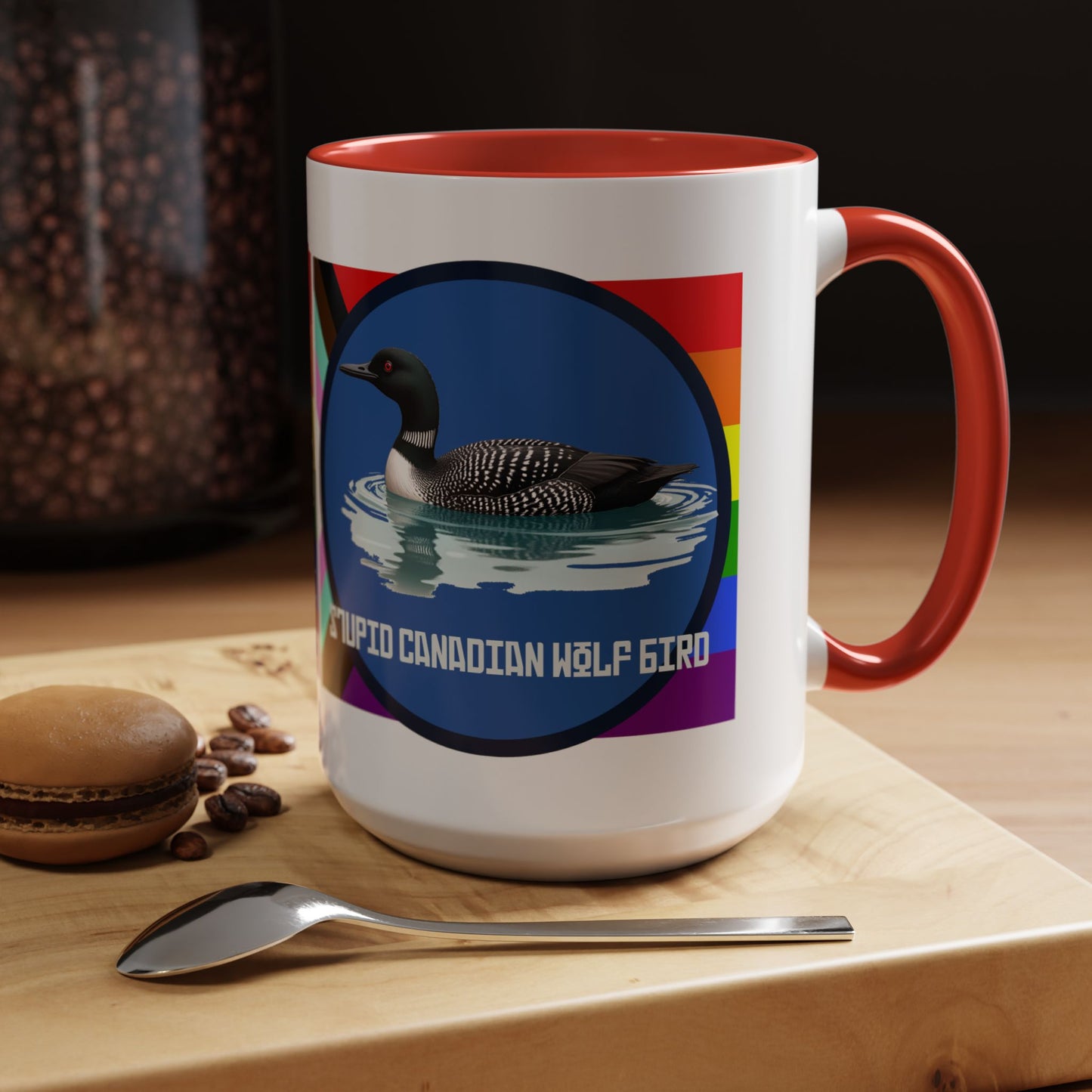 Canadian Loon Coffee Mug — "Stupid Canadian Wolf Bird" Loon Quote