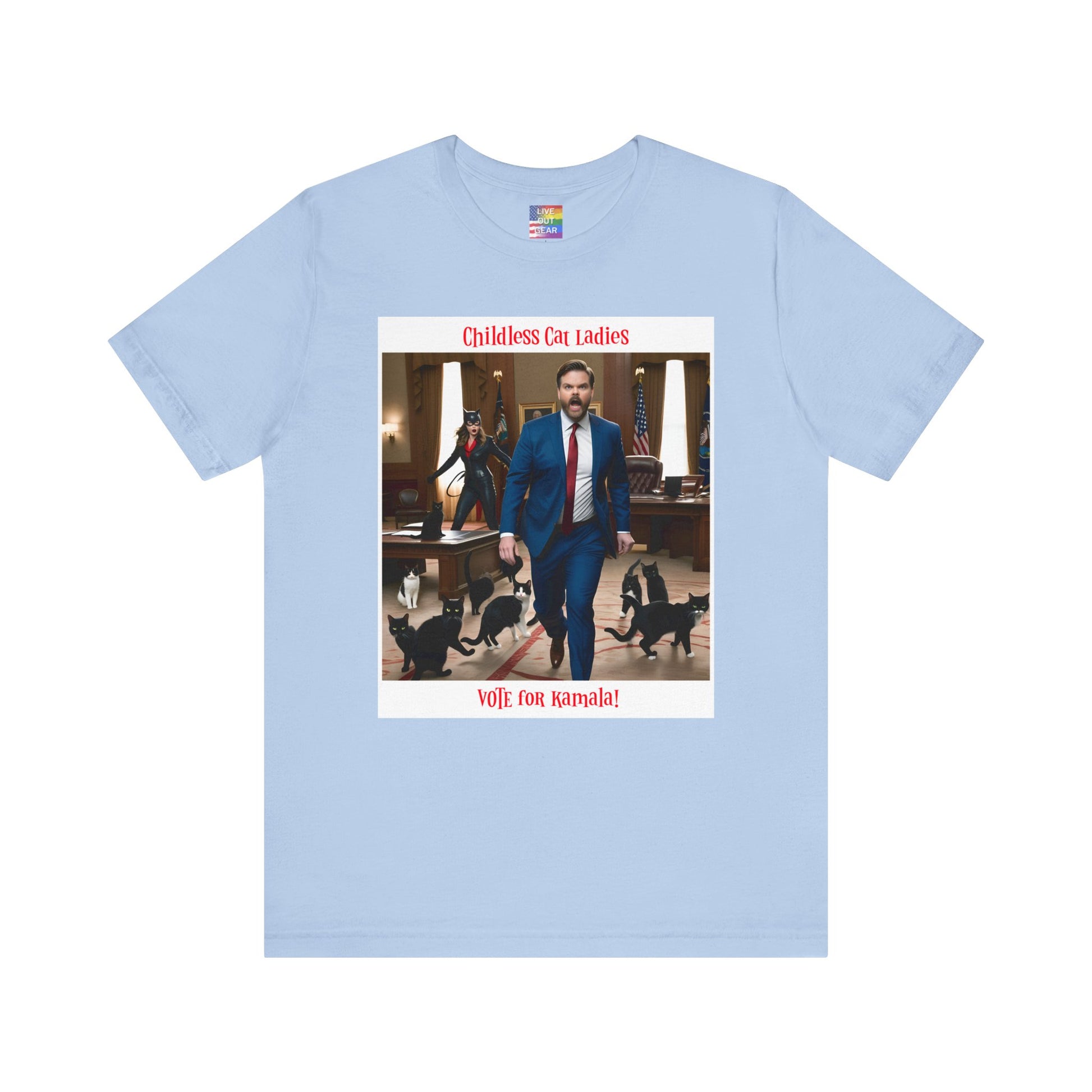 Baby Blue Childless Cat Ladies Vote for Kamala Harris T-Shirt