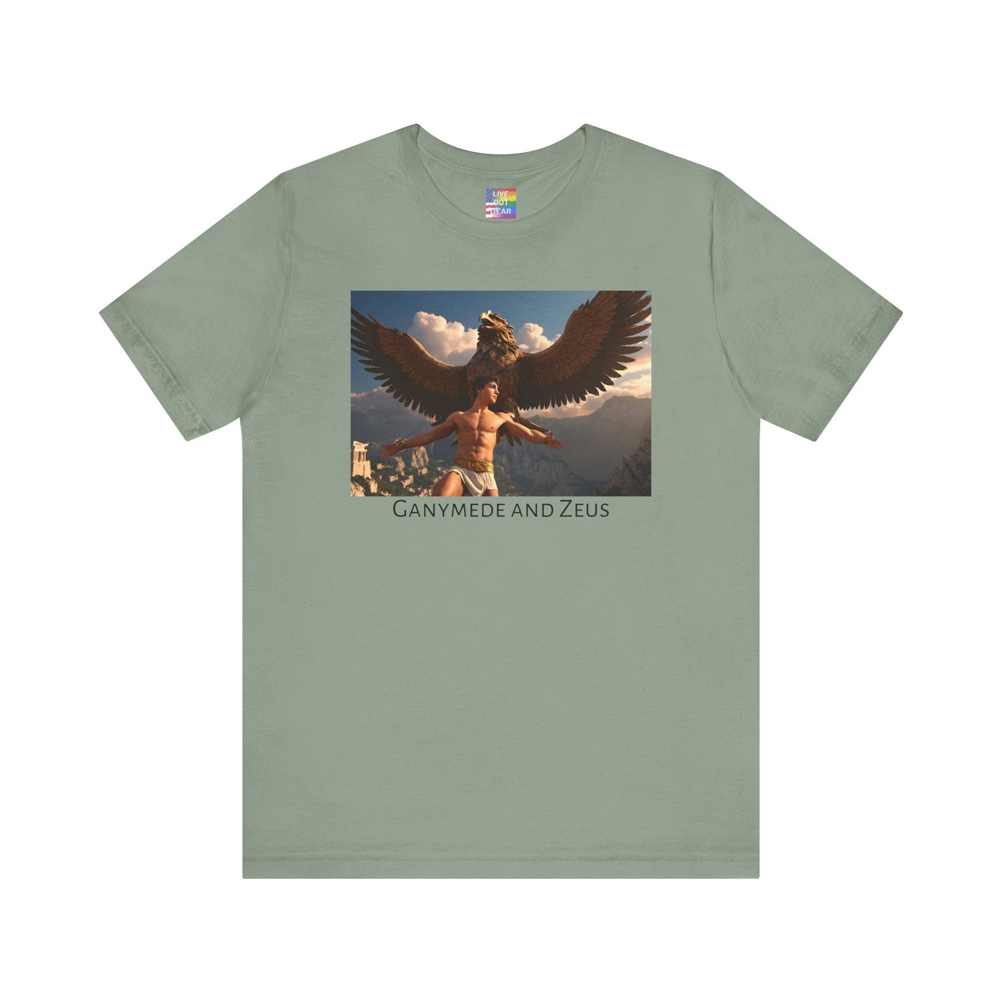 Sage Green Ganymede and Zeus Gay T-Shirt