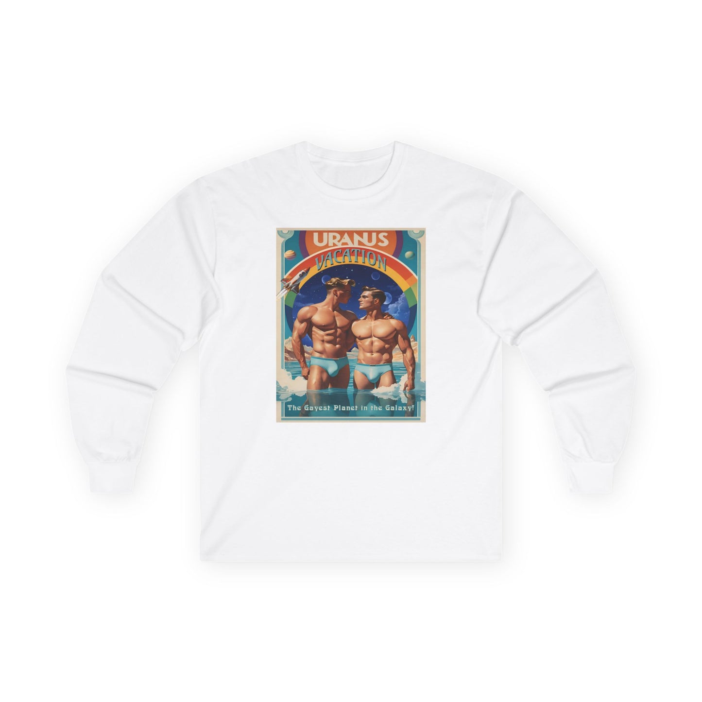 Uranus Vacation Travel Poster Long Sleeve Tee | Gay Art Nouveau T-shirt