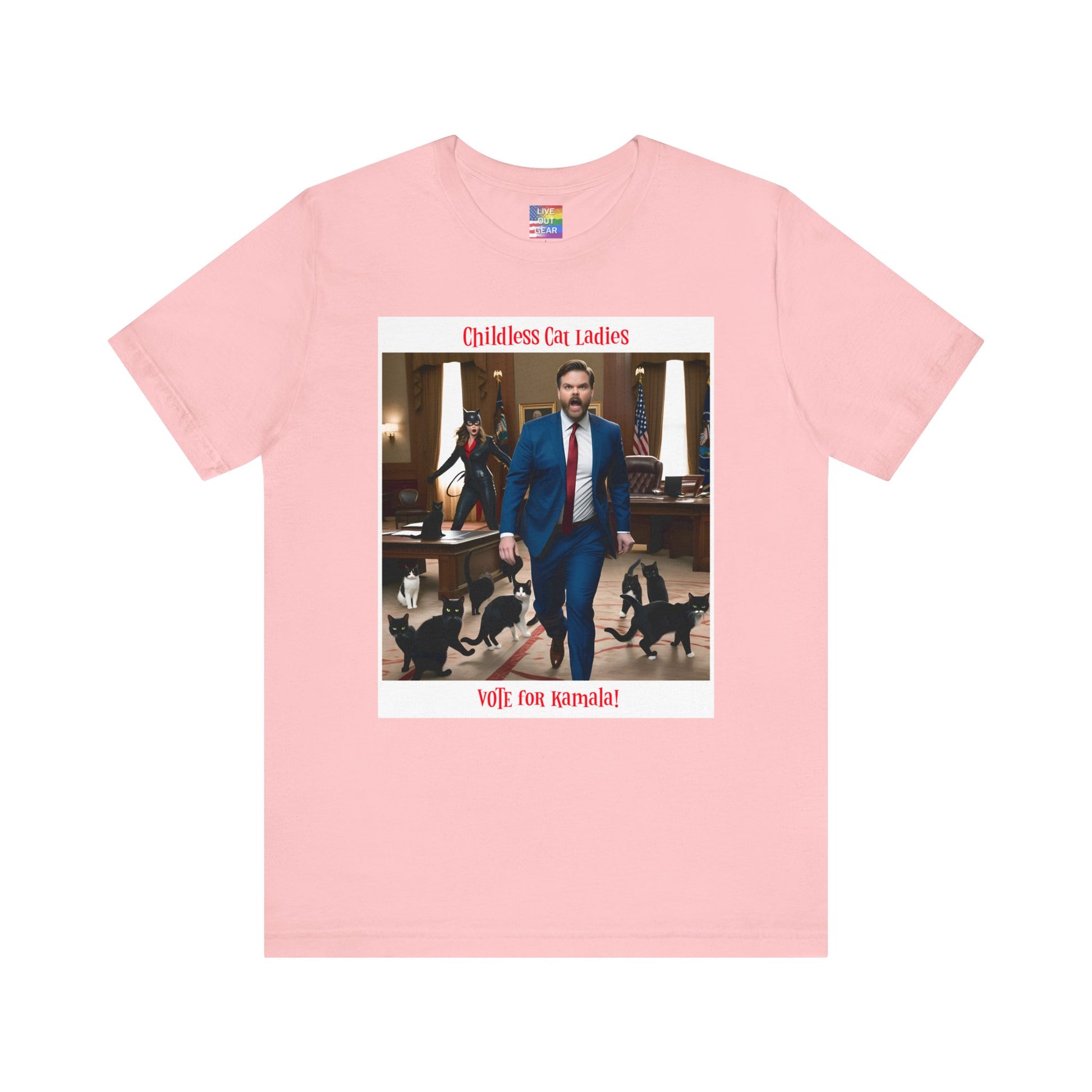 Pink Childless Cat Ladies Vote for Kamala Harris T-Shirt