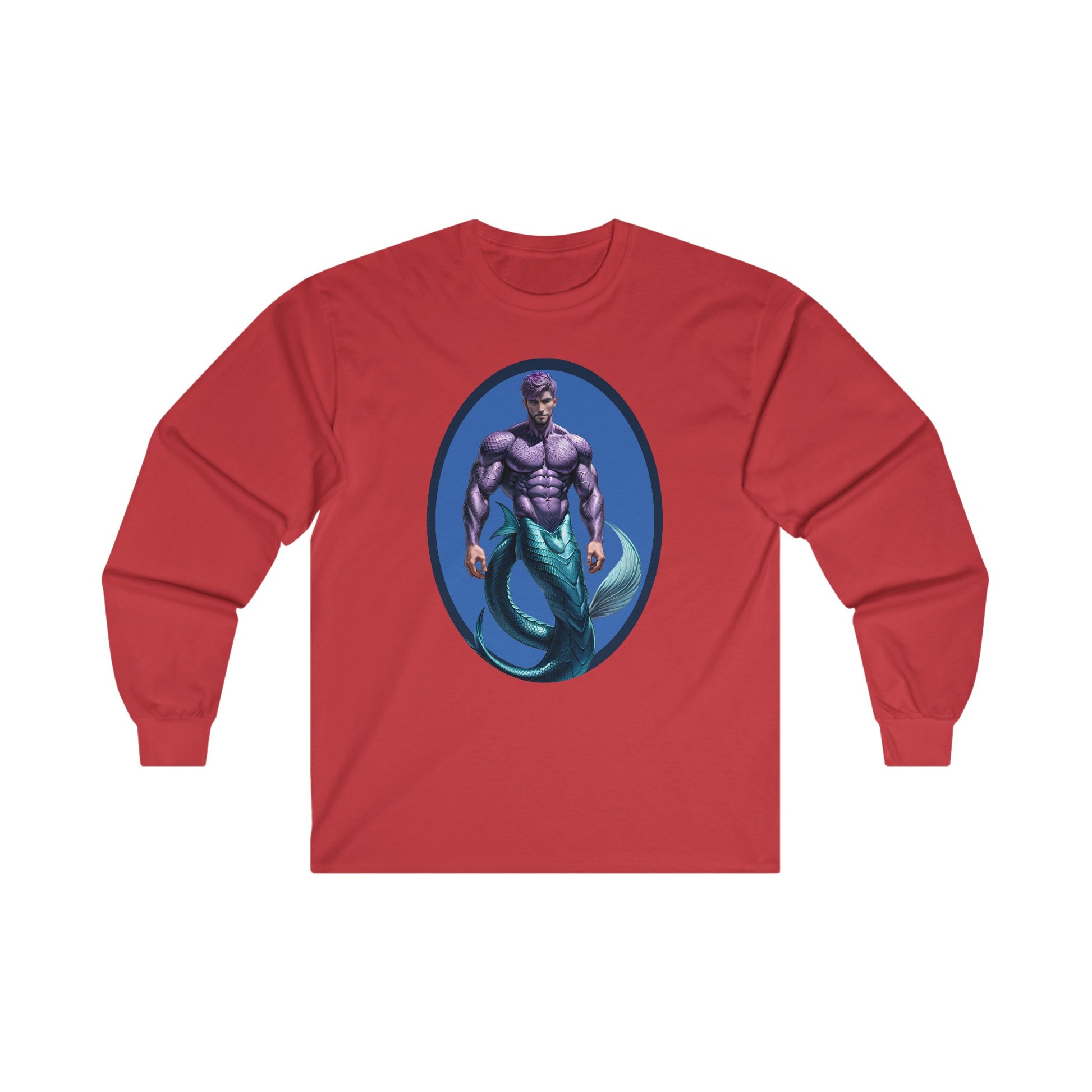 Purple Merman Ultra Cotton Long Sleeve Red  T-Shirt