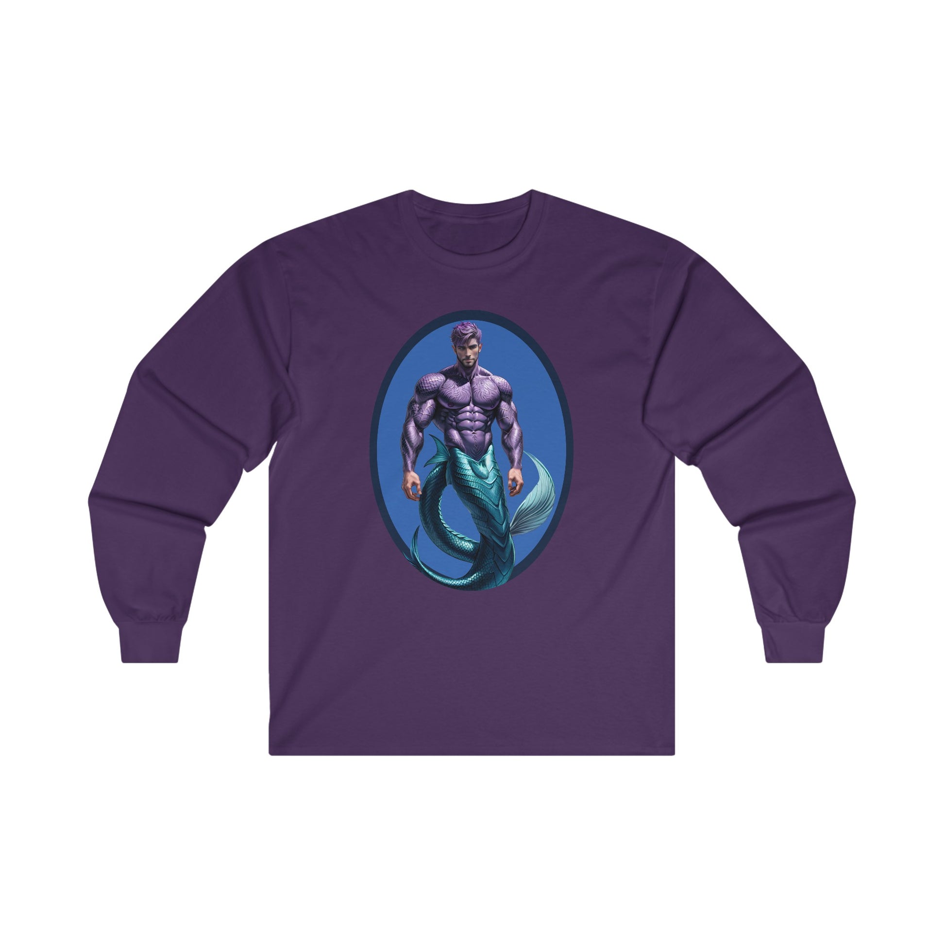 Purple Merman Ultra Cotton Long Sleeve Purple  T-Shirt