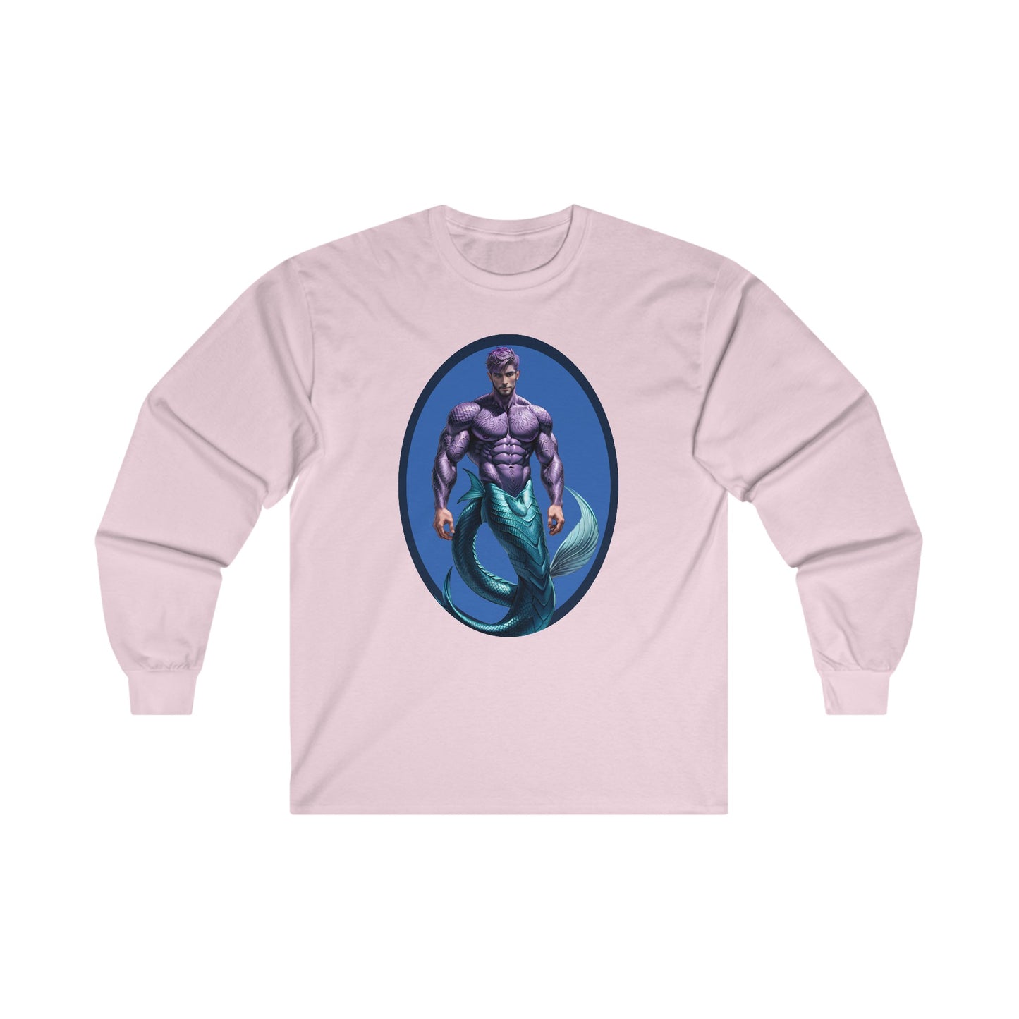 Purple Merman Ultra Cotton Long Sleeve Light Pink  T-Shirt