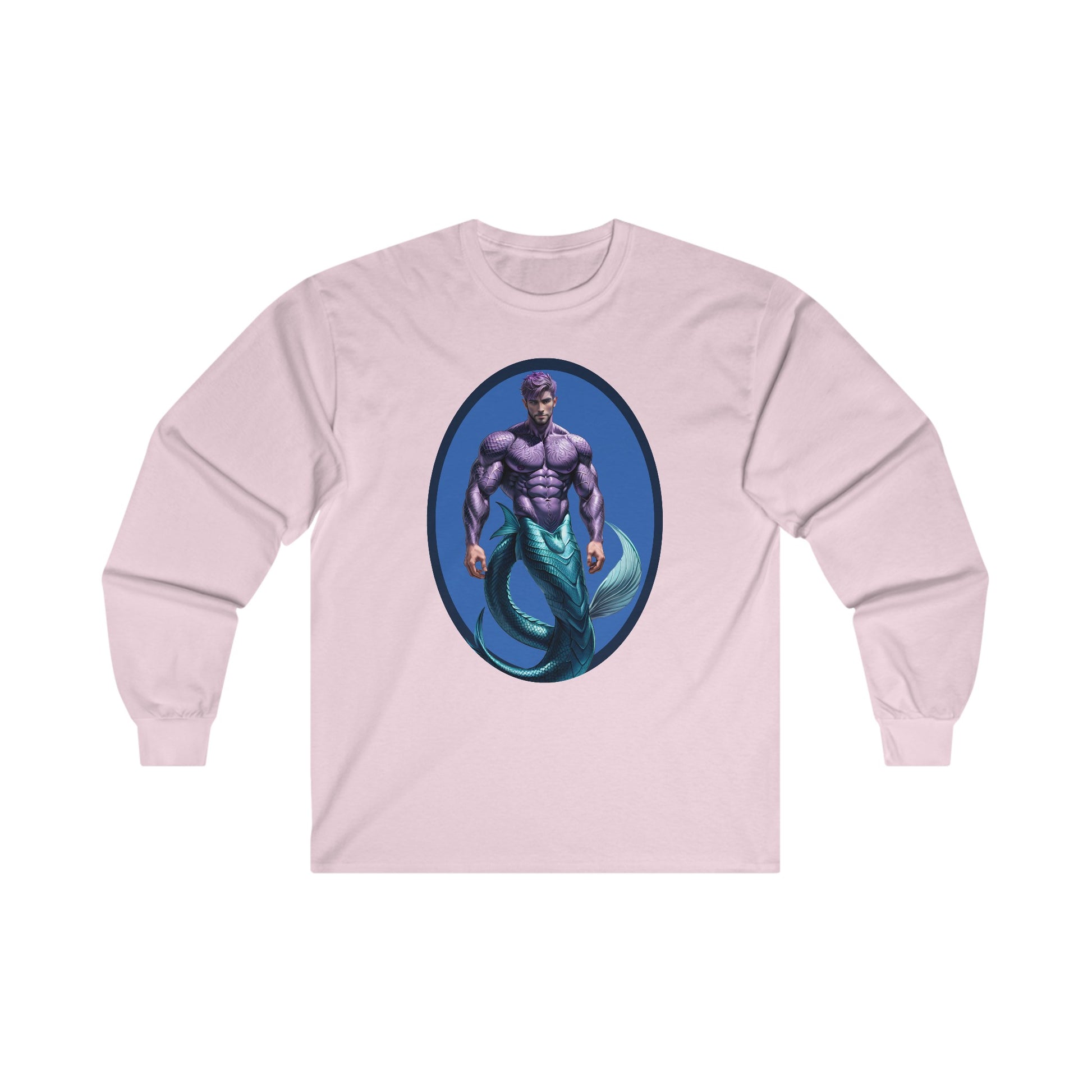 Purple Merman Ultra Cotton Long Sleeve Light Pink  T-Shirt