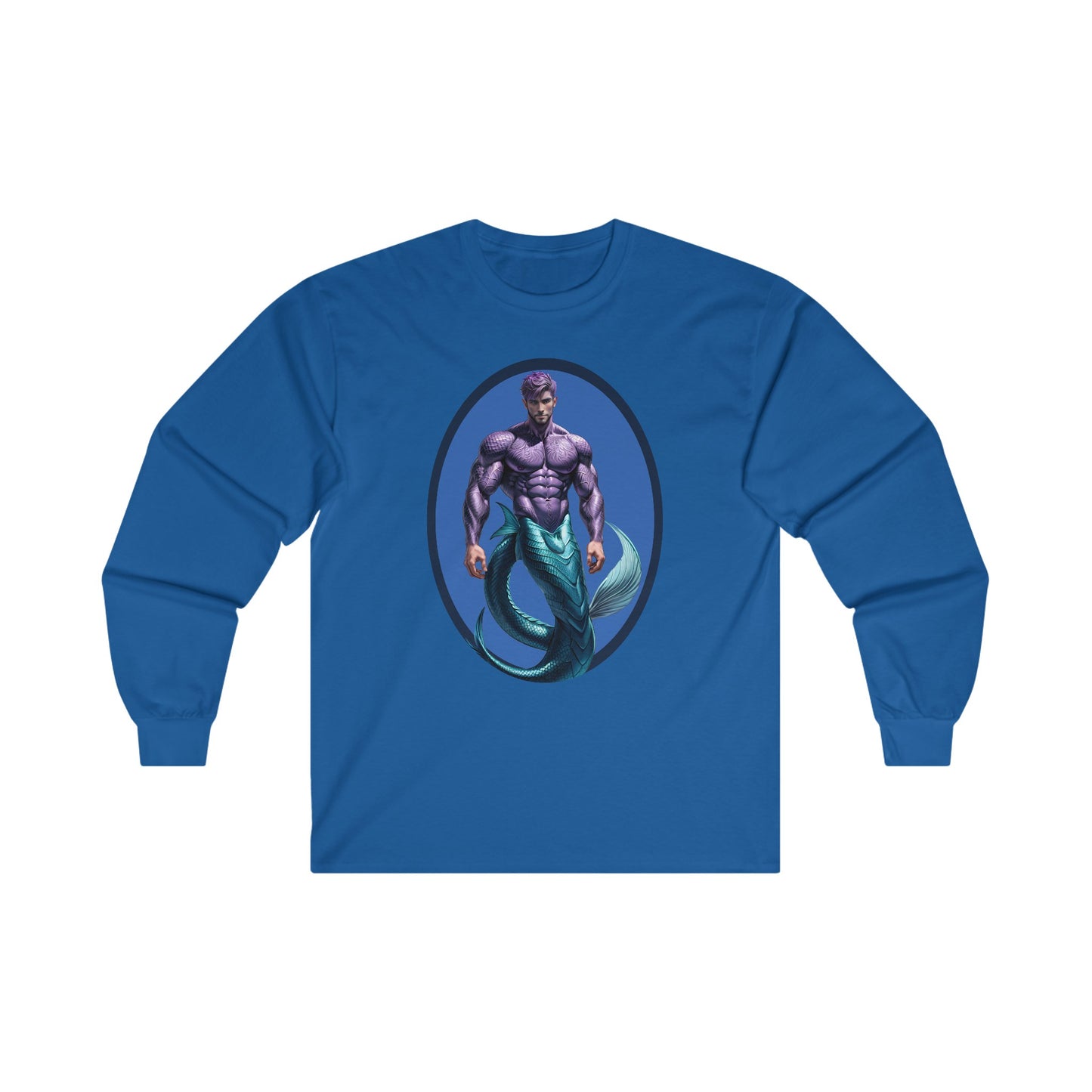 Purple Merman Ultra Cotton Long Sleeve Royal Blue  T-Shirt