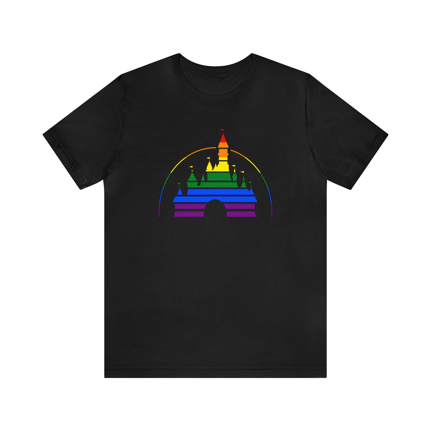Rainbow Pride Cenicienta Castillo Camiseta de manga corta unisex