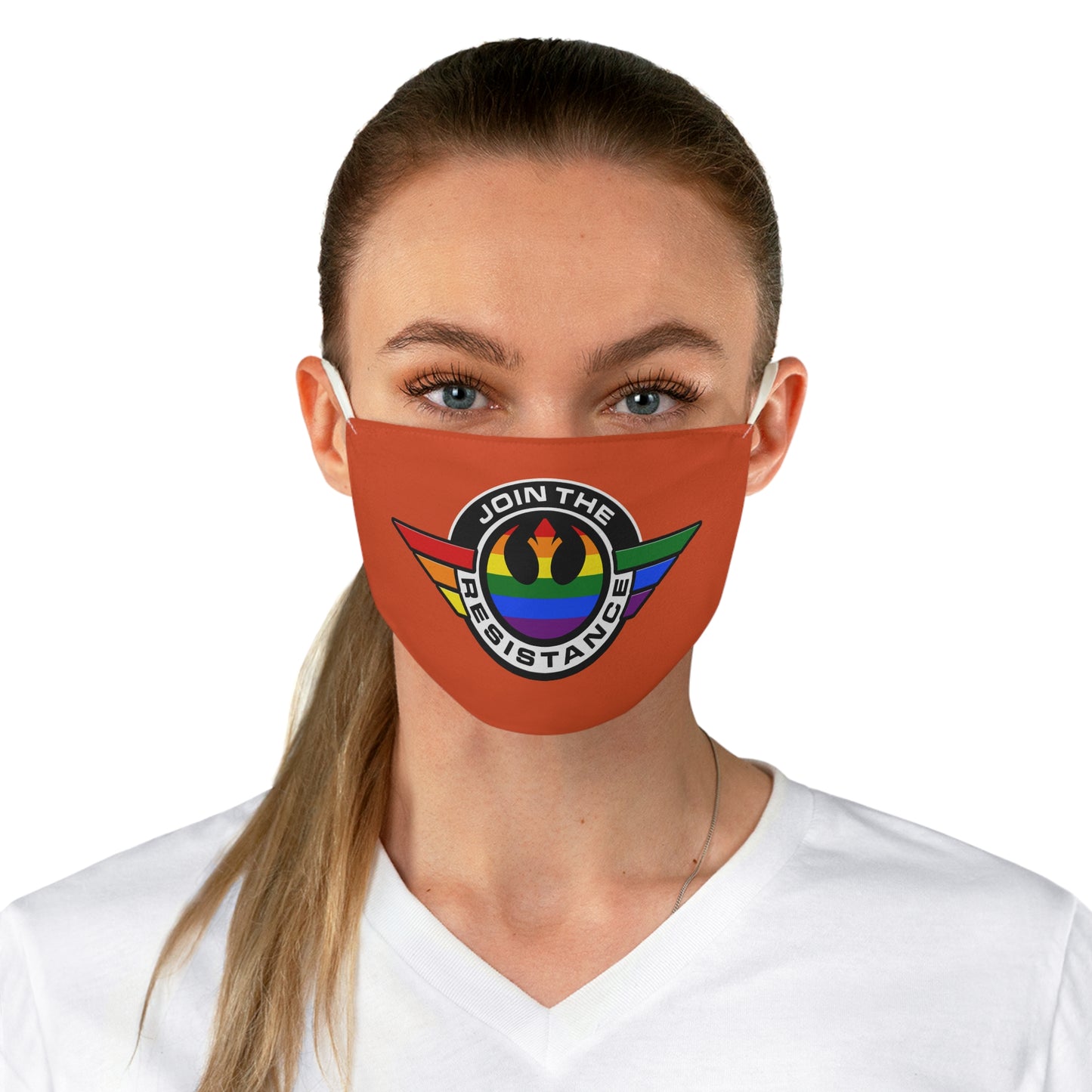 Join The Resistance Rainbow Face Mask — Pride Rebel Emblem Cotton Mask