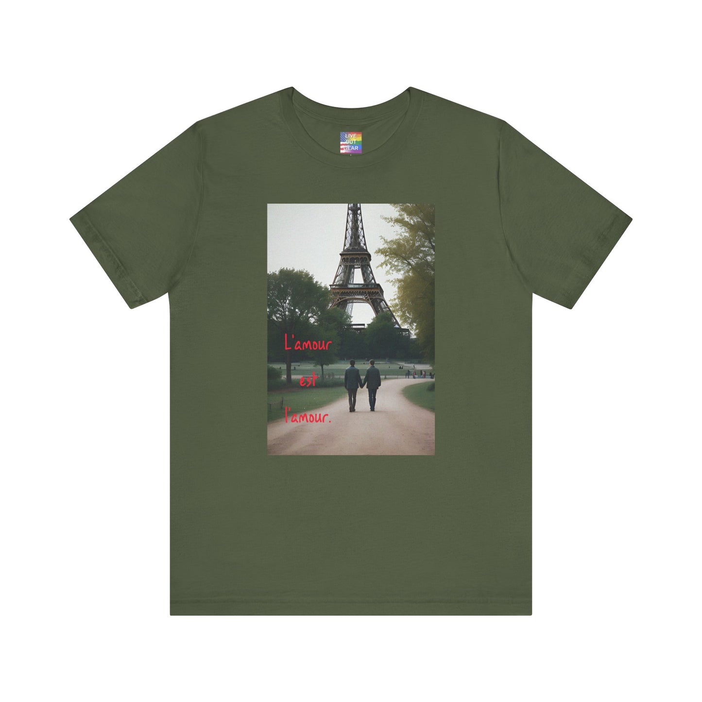 Military Green Gay Romance Eiffel Tower T-Shirt