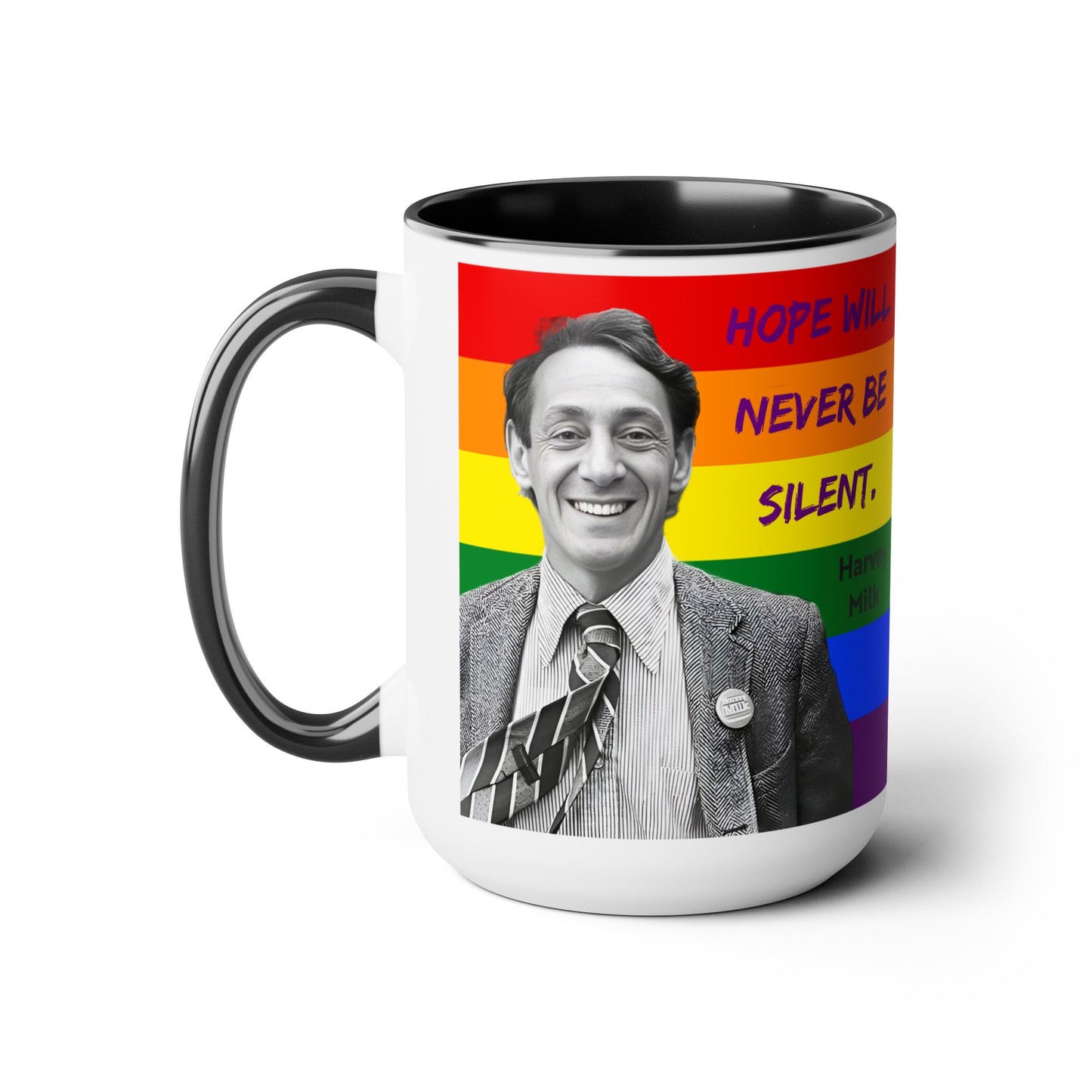 Harvey Milk Hope Gay Pride Two-Tone Coffee Mugs, 15oz
