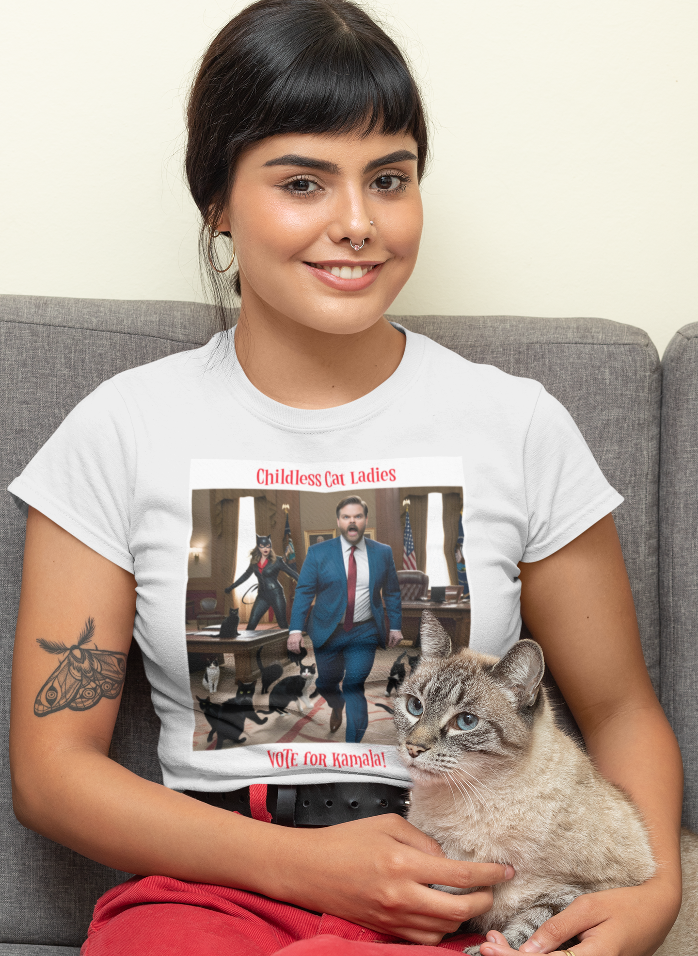 White Childless Cat Ladies Vote for Kamala Harris T-Shirt