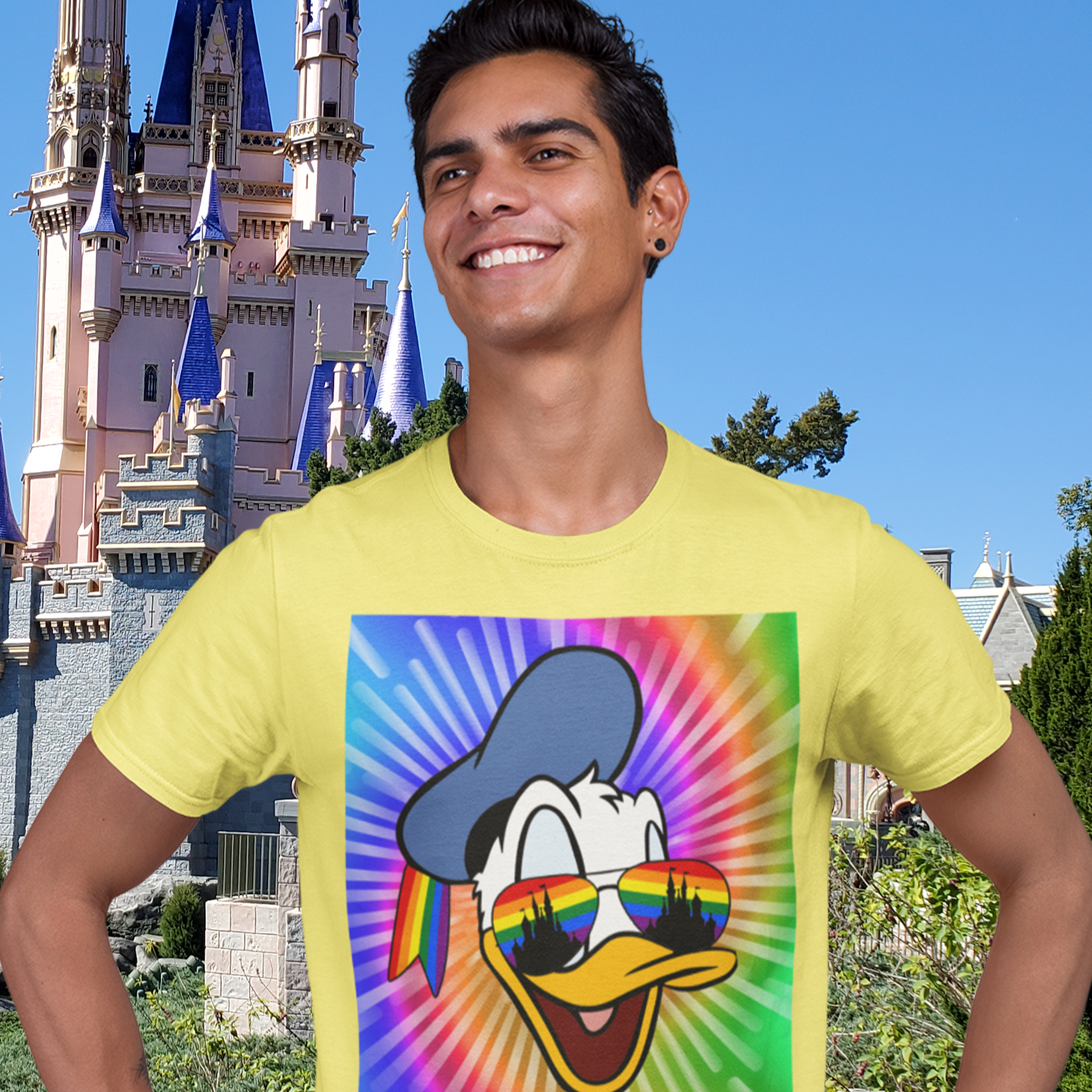 Gay Duck Sees Rainbows T-Shirt - Gay Donald