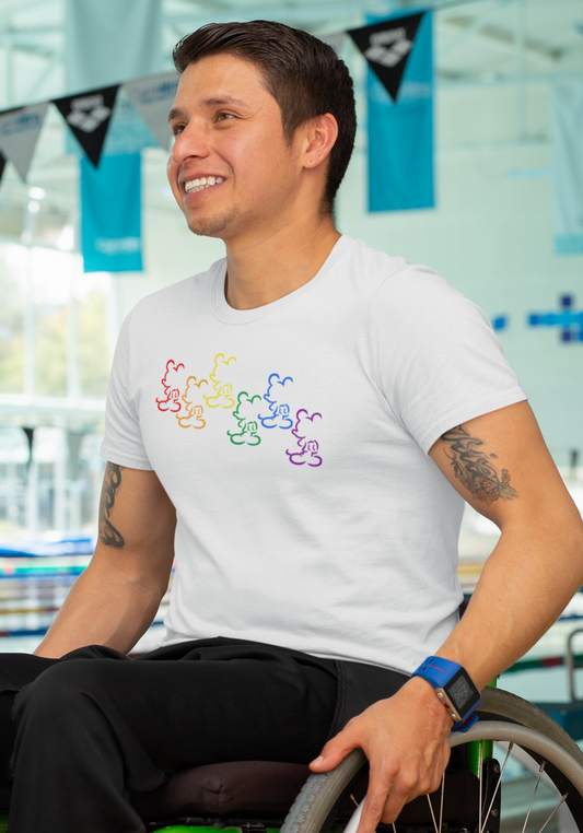 Rainbow Mouse Silhouette T-shirt unisexe à manches courtes
