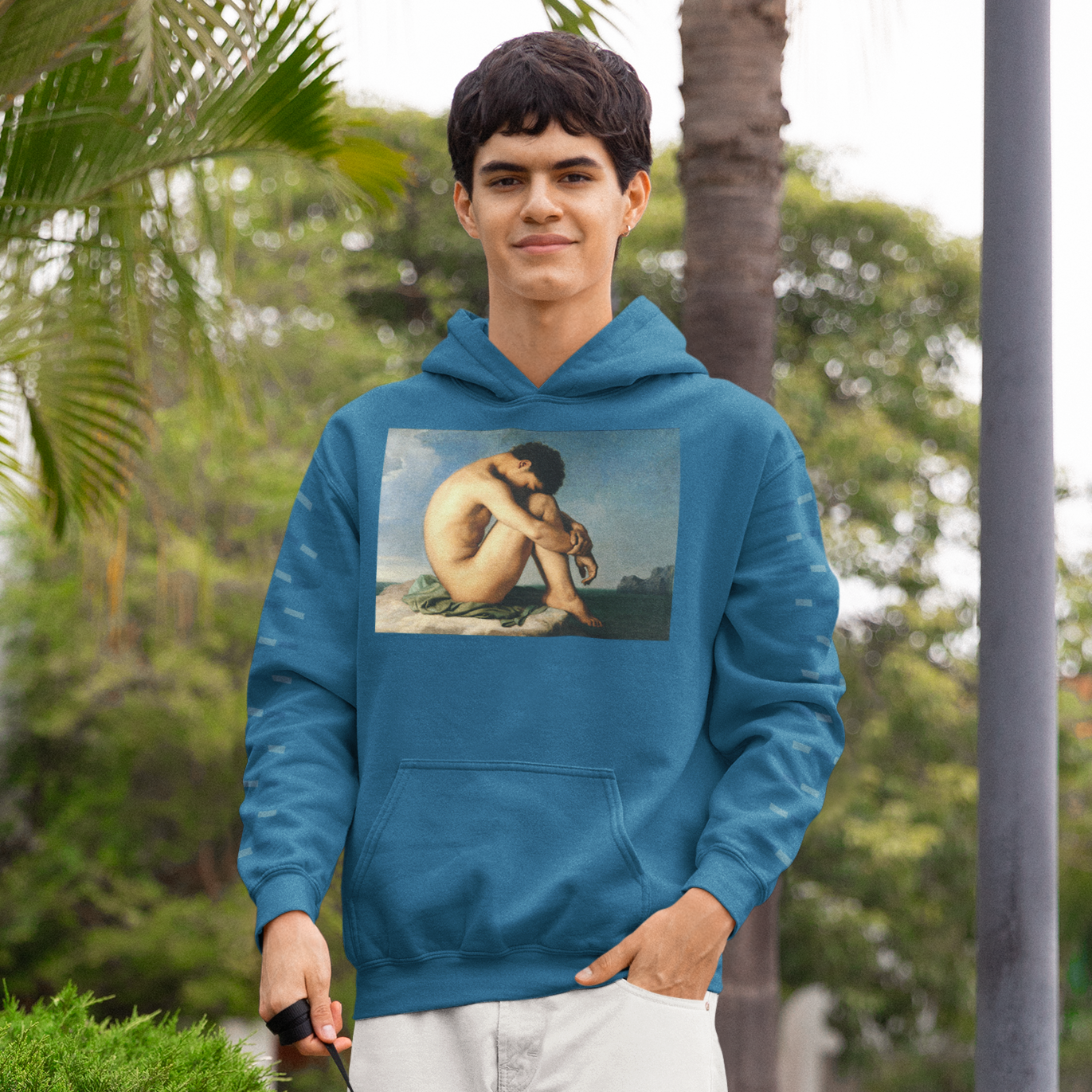 Sweatshirt hoodie Flandrin painting Jeune Homme Nu au bord de la mer, young nude man by the sea, gay art
