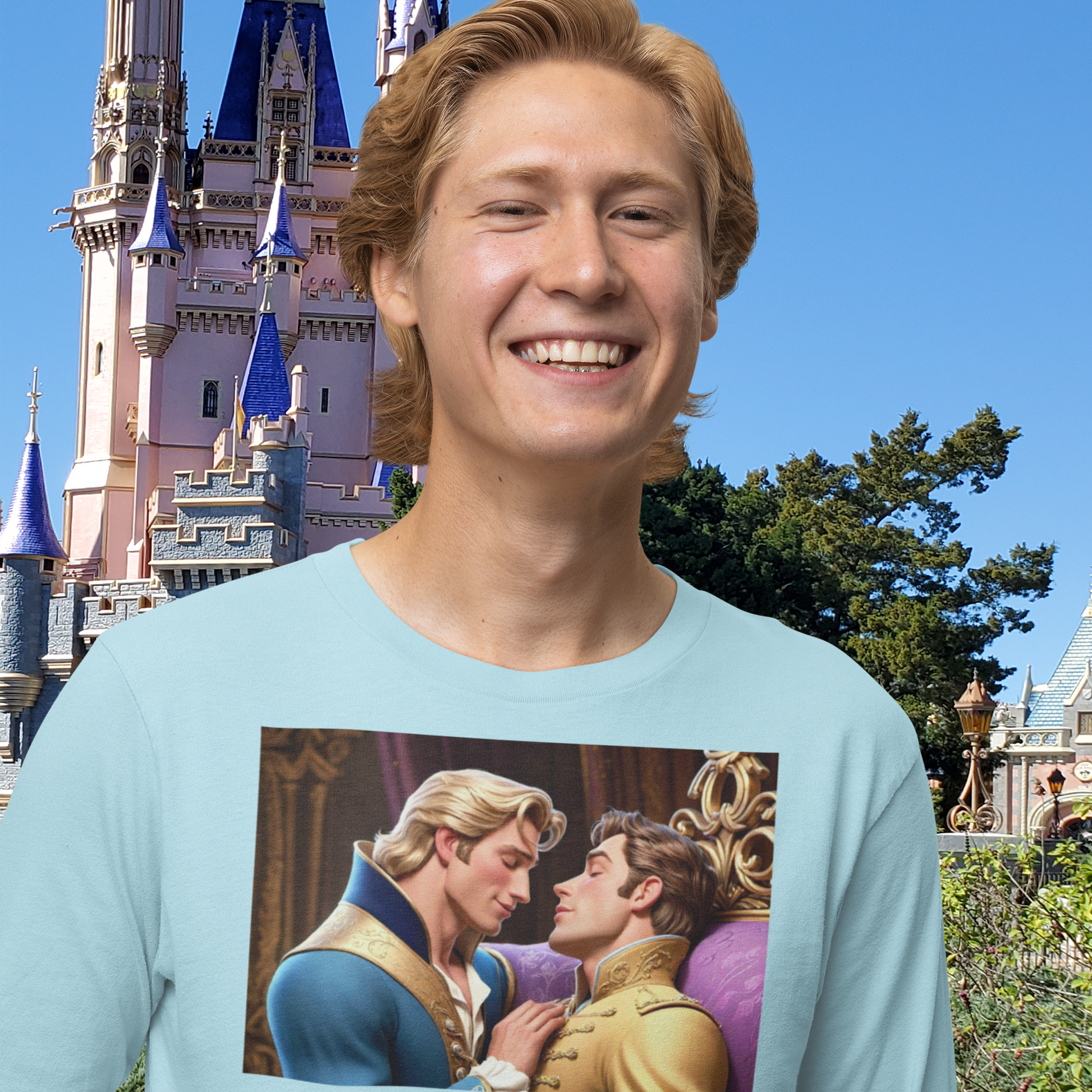 gay prince kissing another prince long sleeve t-shirt