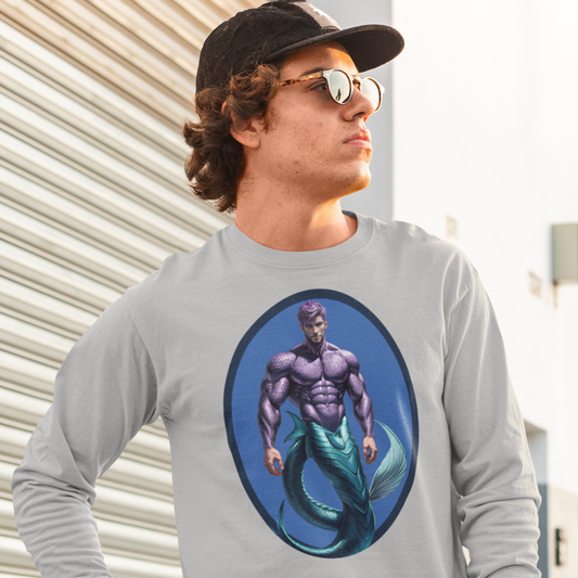 Purple Merman Ultra Cotton Long Sleeve T-Shirt Gay Guy