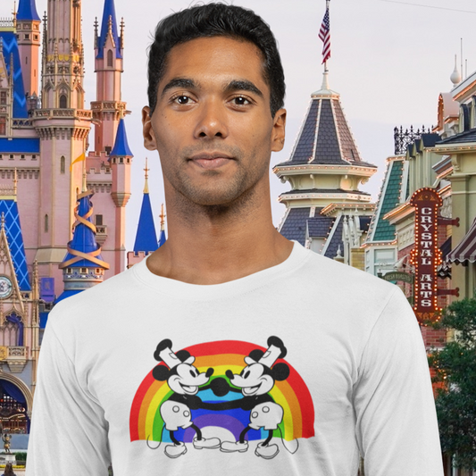 Steamboat Willie Mickey Mouse Long Sleeve T-Shirt Gay Guy Rainbow