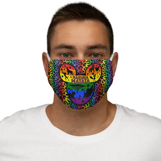 Hakuna Matata LGBTQ Rainbow Pride Máscara facial de poliéster/algodón ajustada