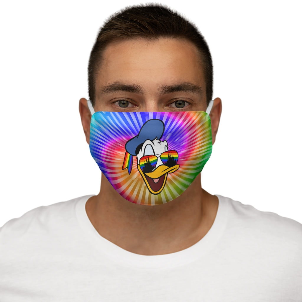 El pato ve el arcoíris Mascarilla facial de poliéster/algodón ajustada