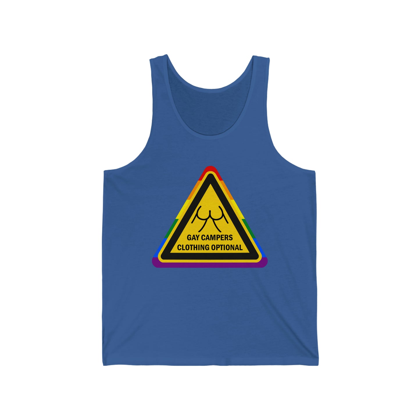 Gay Campers - Clothing Optional Warning Sign Adult Unisex Tank Top