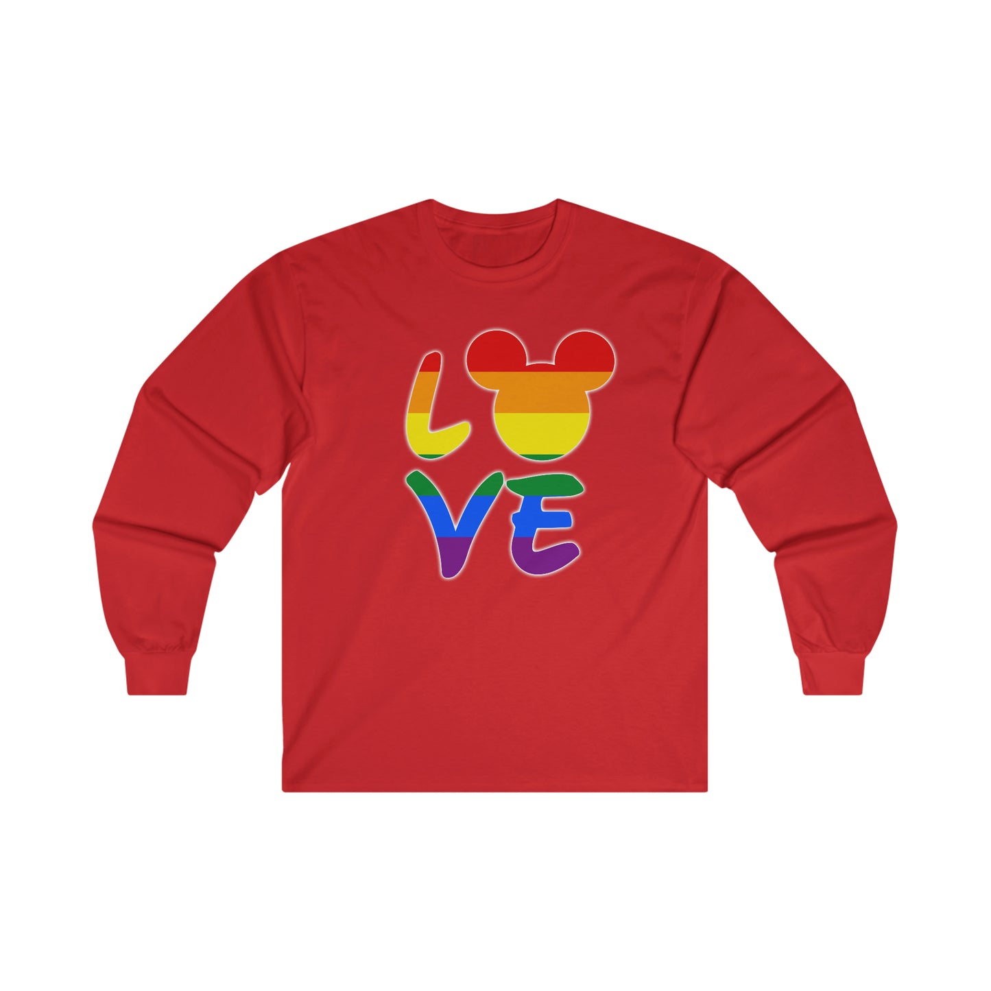 LGBTQ Rainbow Mouse LOVE T-shirt à manches longues en coton ultra