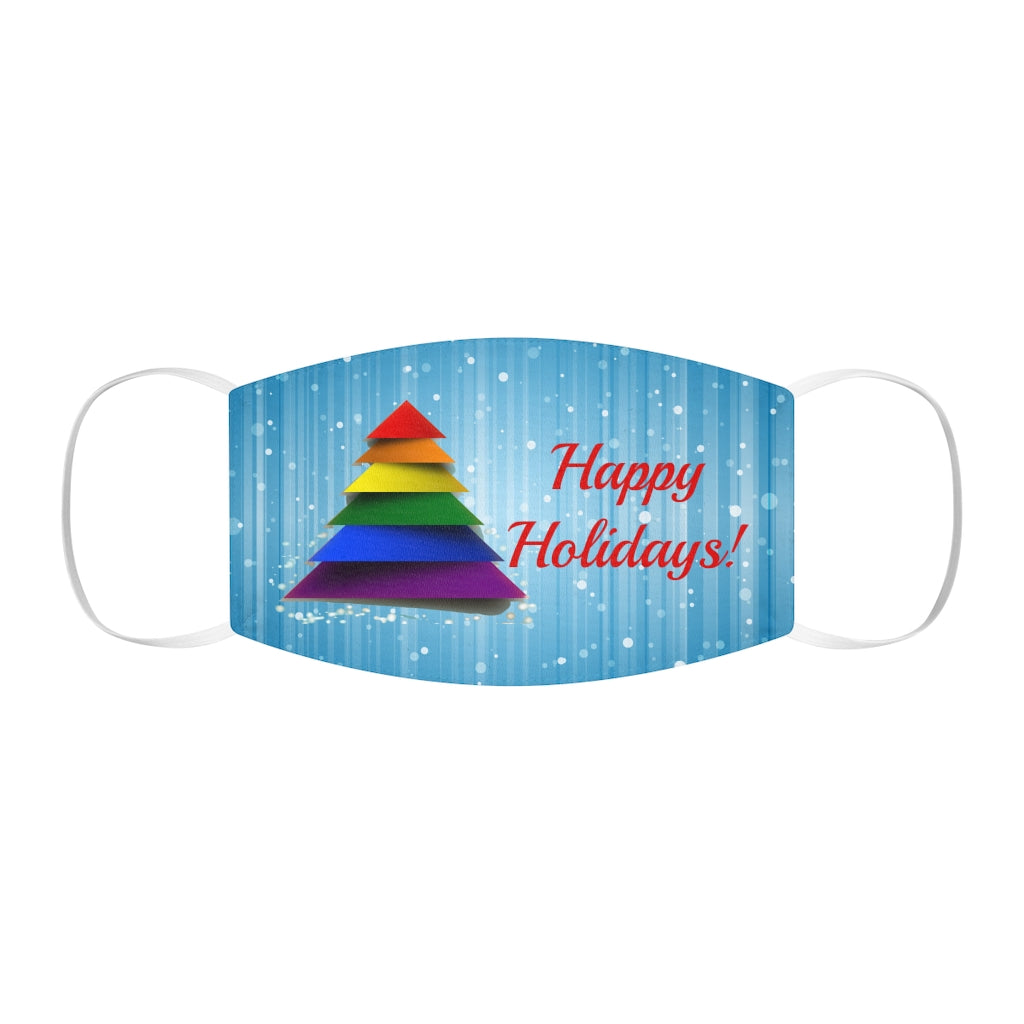 Happy Holidays LGBTQ Pride Tree Mascarilla facial de poliéster/algodón ajustada
