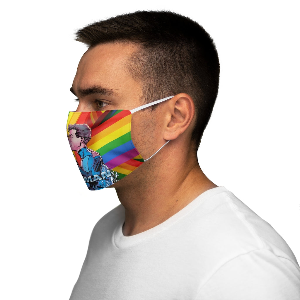 Mascarilla facial de poliéster/algodón ajustada con beso de superhéroe gay
