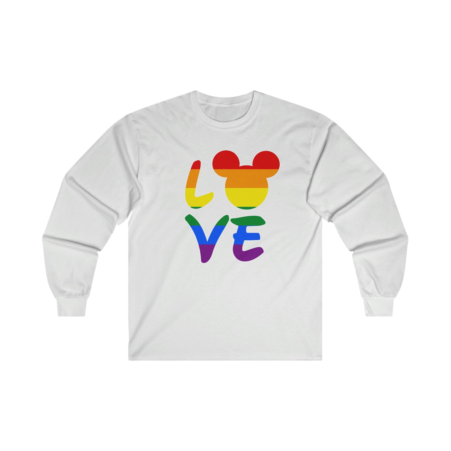 LGBTQ Rainbow Mouse LOVE T-shirt à manches longues en coton ultra