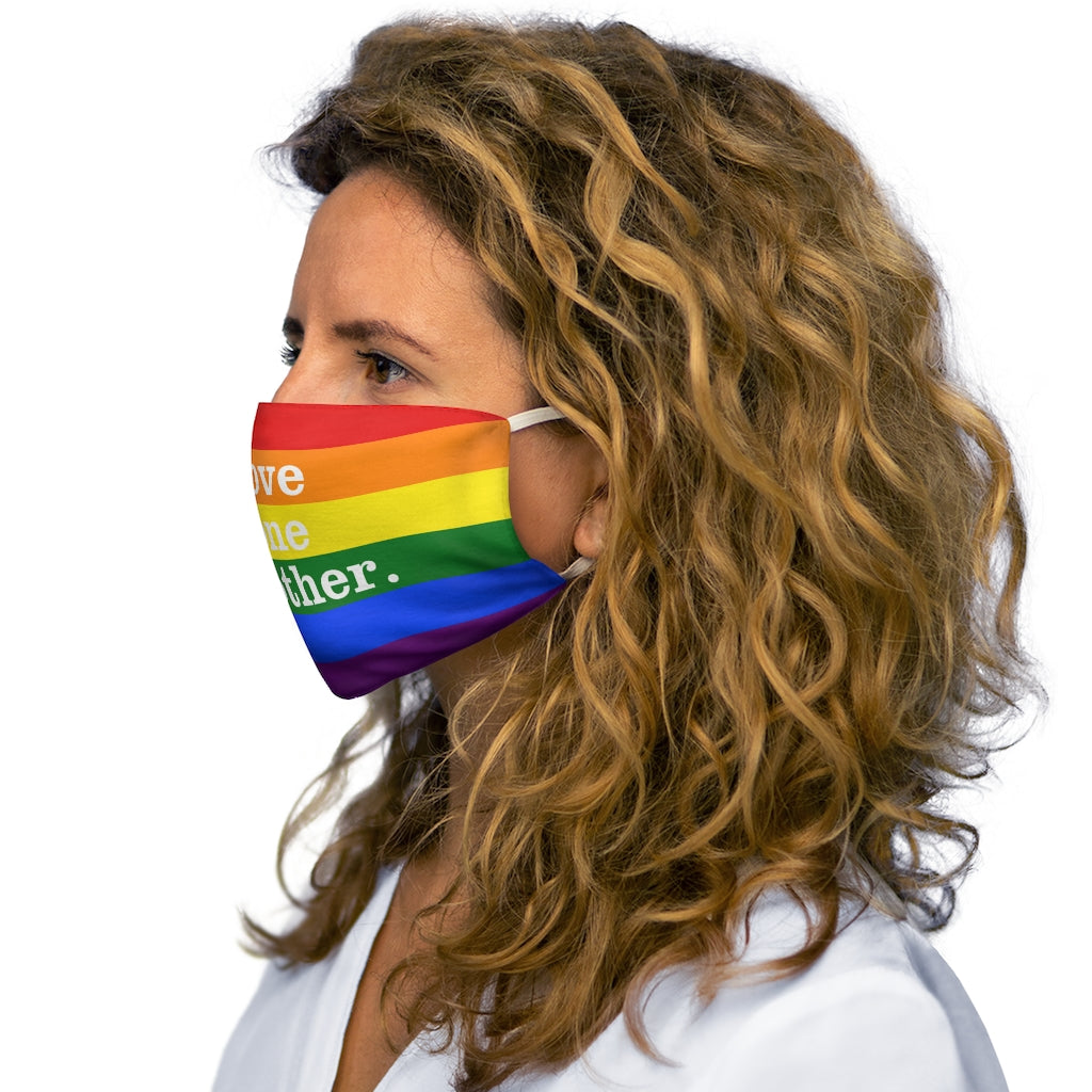 Love One Another LGBTQ Rainbow Pride Máscara facial de poliéster/algodón ajustada