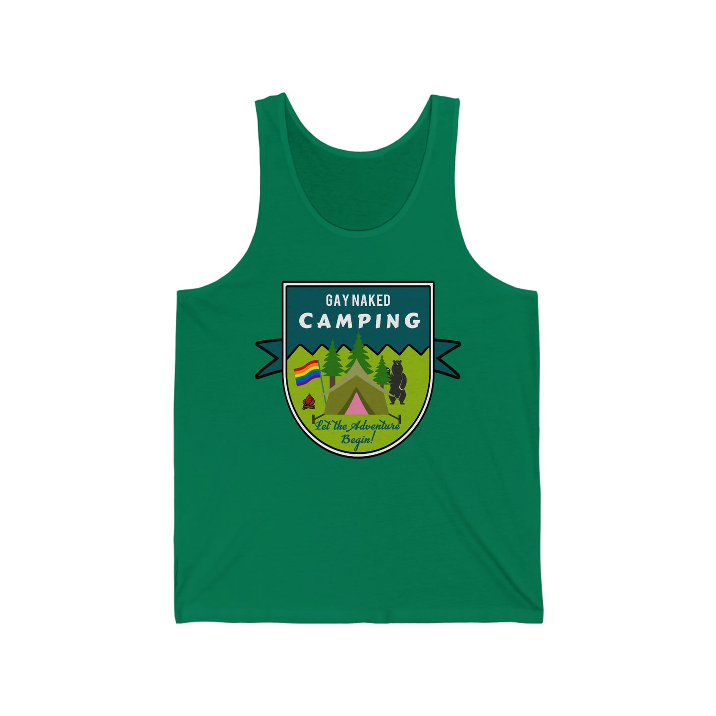 Gay Naked Camping Badge Adult Unisex Tank Top