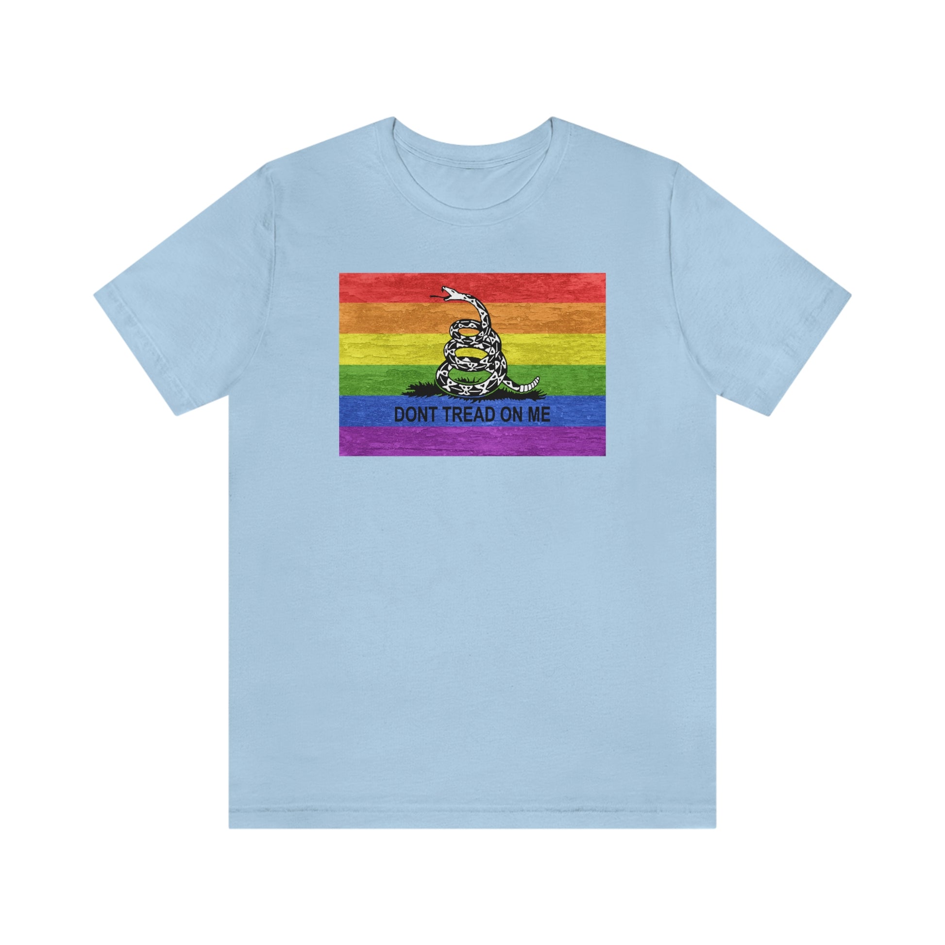 Baby Blue Don't Tread On Me rainbow flag gay t-shirt