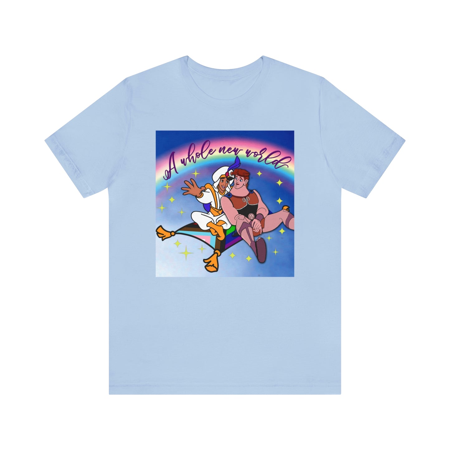 T-Shirt unisexe à manches courtes, nouveau monde Gay Aladdin-Hercules