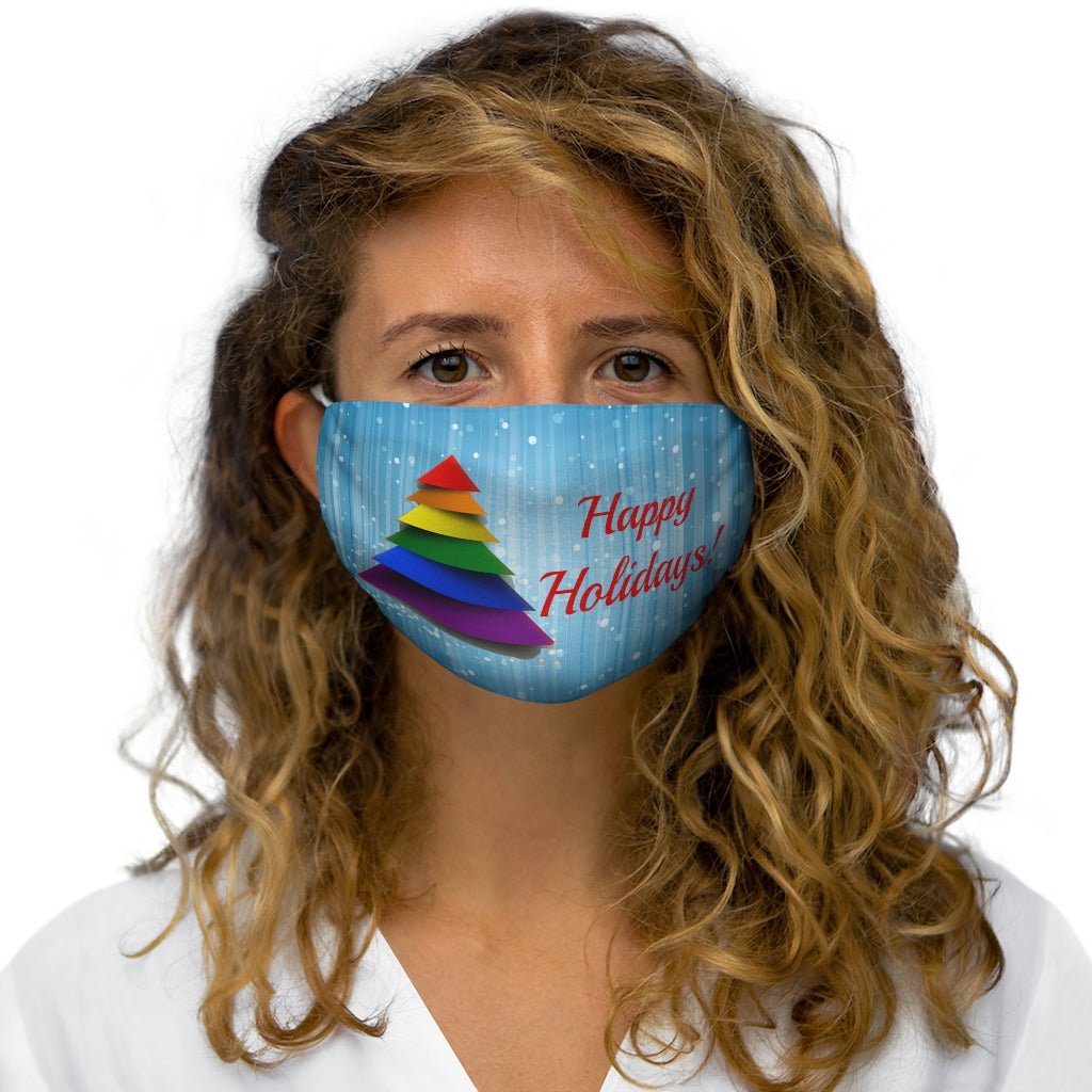 Happy Holidays LGBTQ Pride Tree Snug-Fit Polyester/Cotton Face Mask