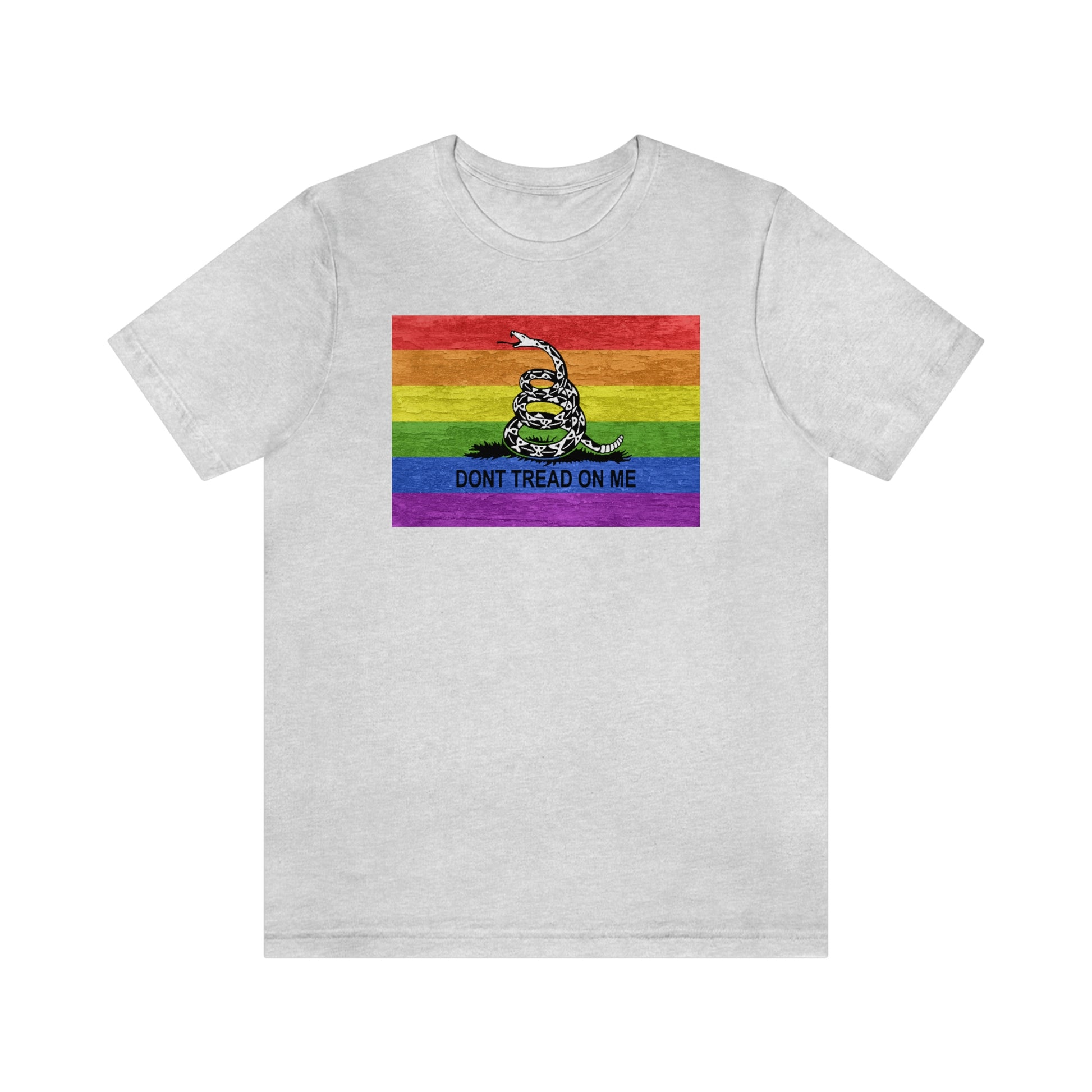 Gray Don't Tread On Me rainbow flag gay t-shirt