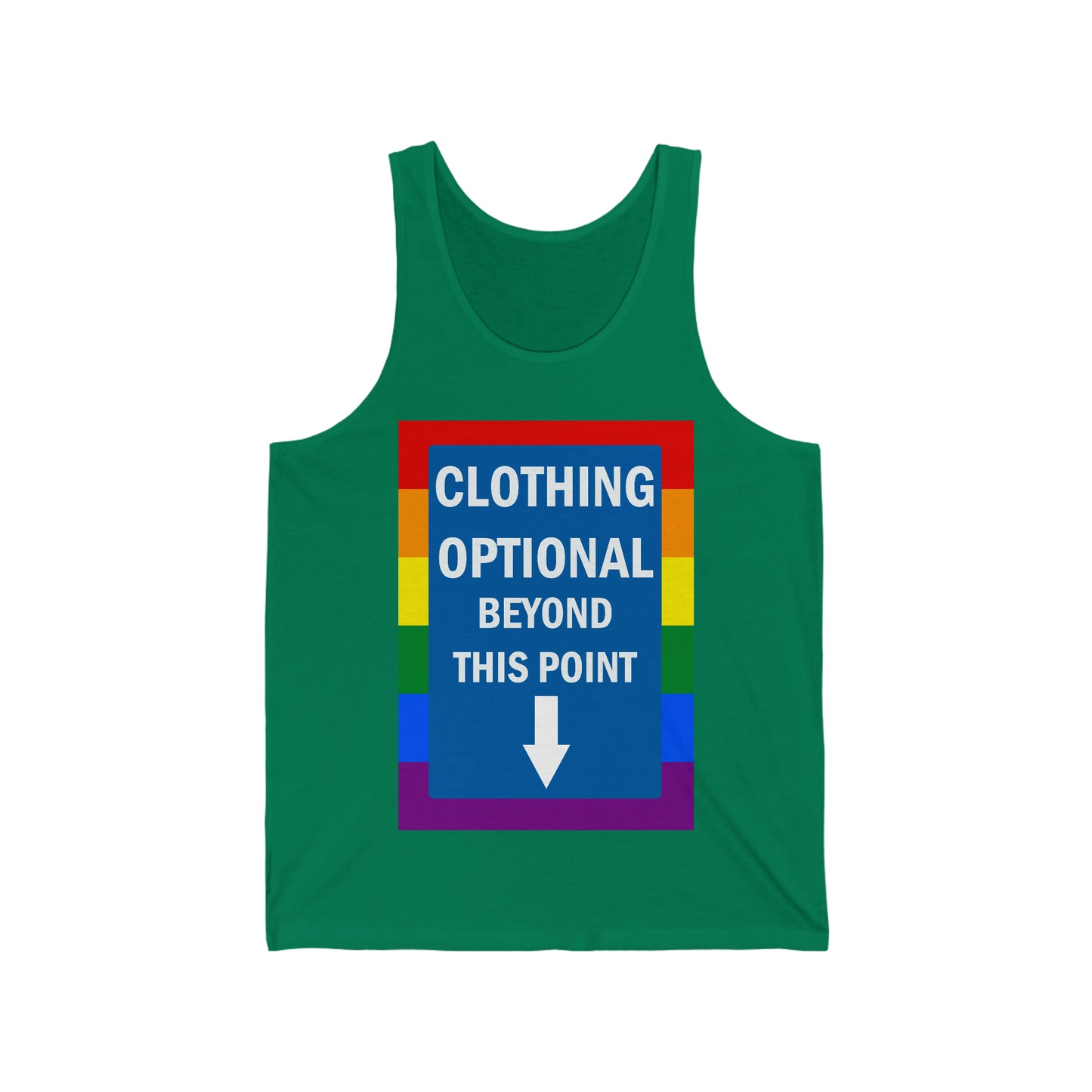 Clothing Optional Beyond this Point Gay Adult Unisex Tank Top