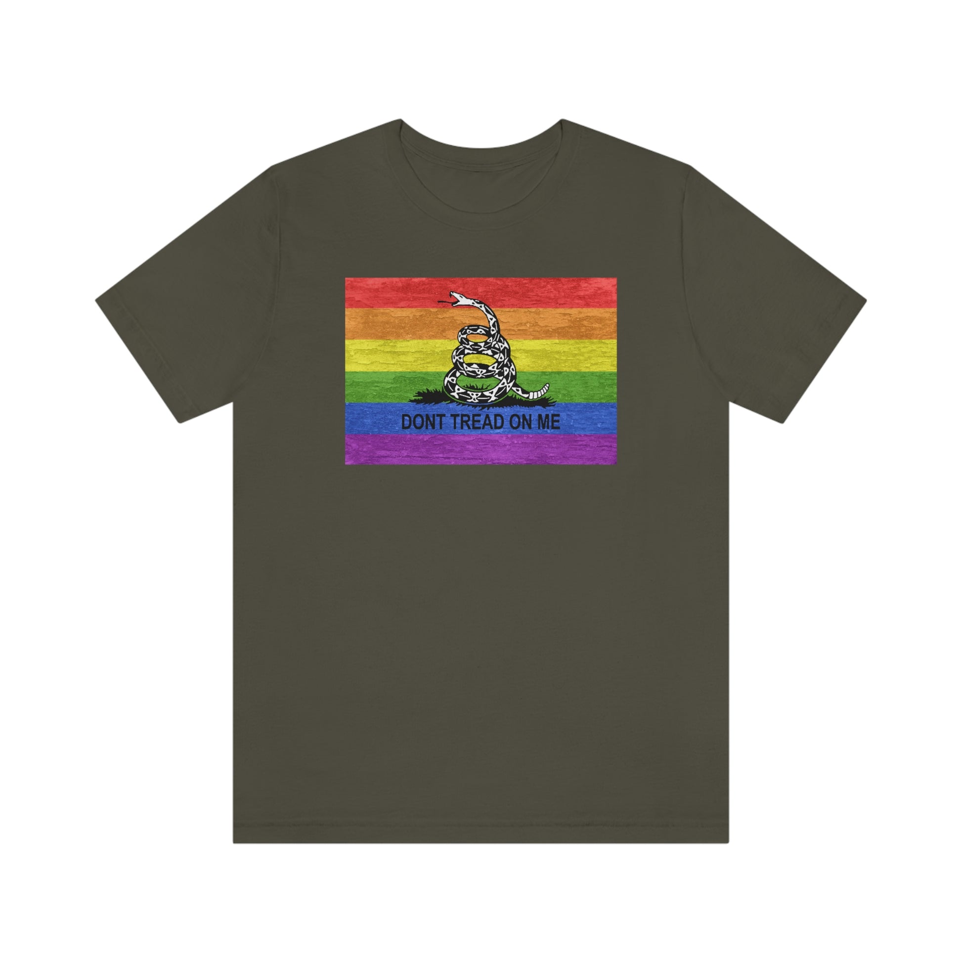 Army Green Don't Tread On Me rainbow flag gay t-shirt