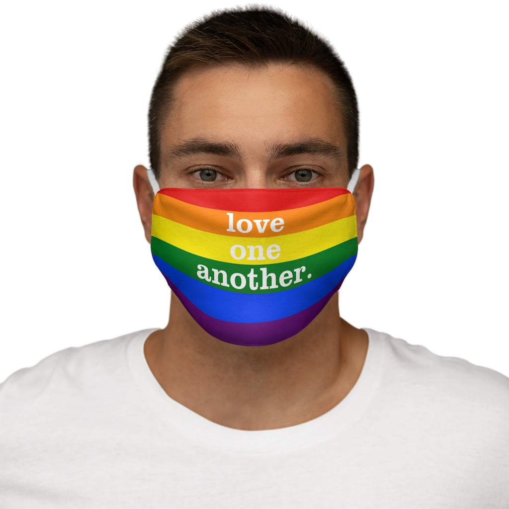 Love One Another LGBTQ Rainbow Pride Máscara facial de poliéster/algodón ajustada