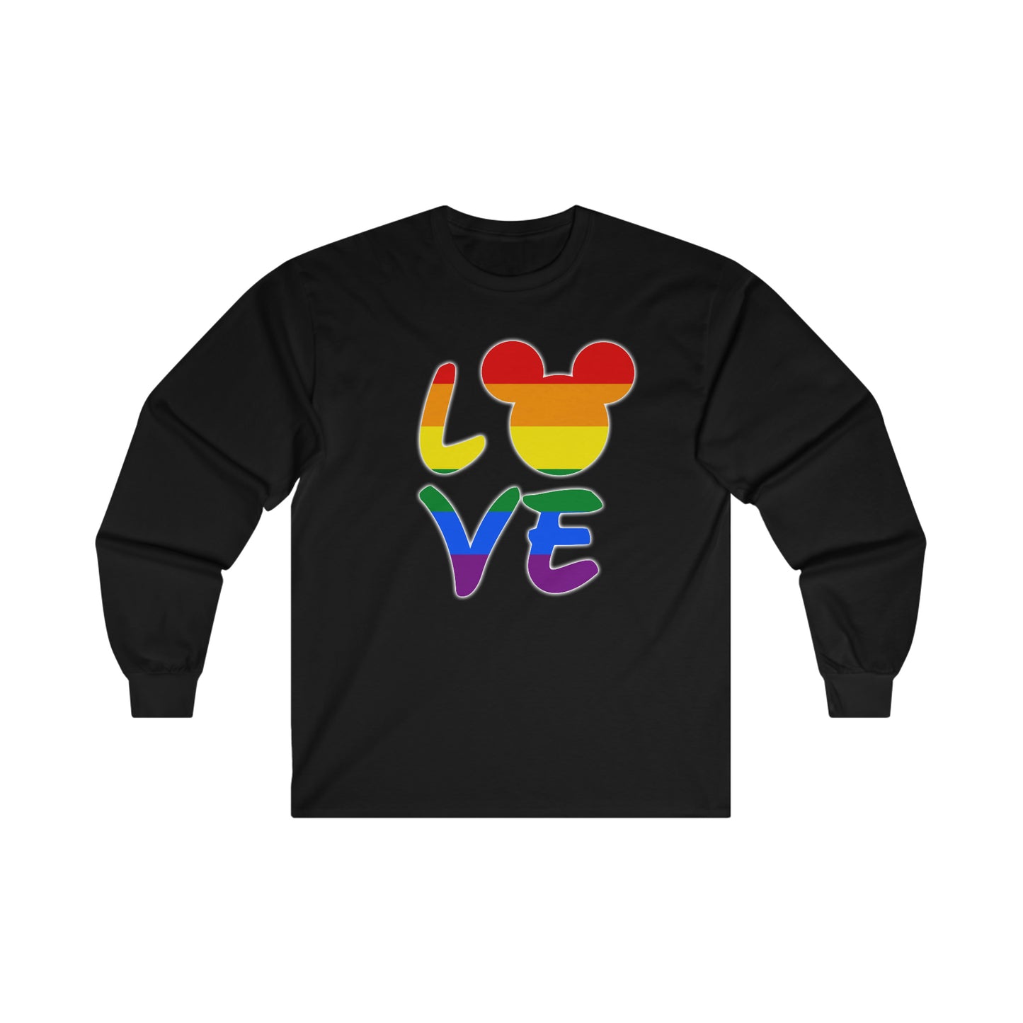 LGBTQ Rainbow Mouse LOVE T-shirt à manches longues en coton ultra